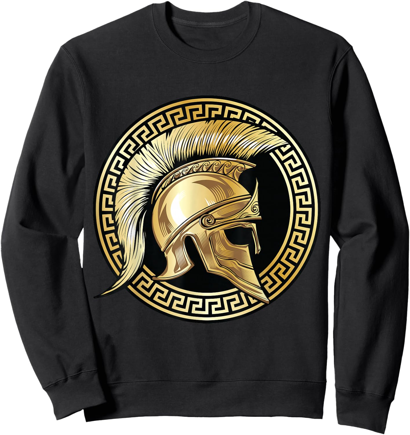 Spartan Helmet Gold Gladiator Sparta Greek Workout Sweatshirt - Sweatshirt | Black