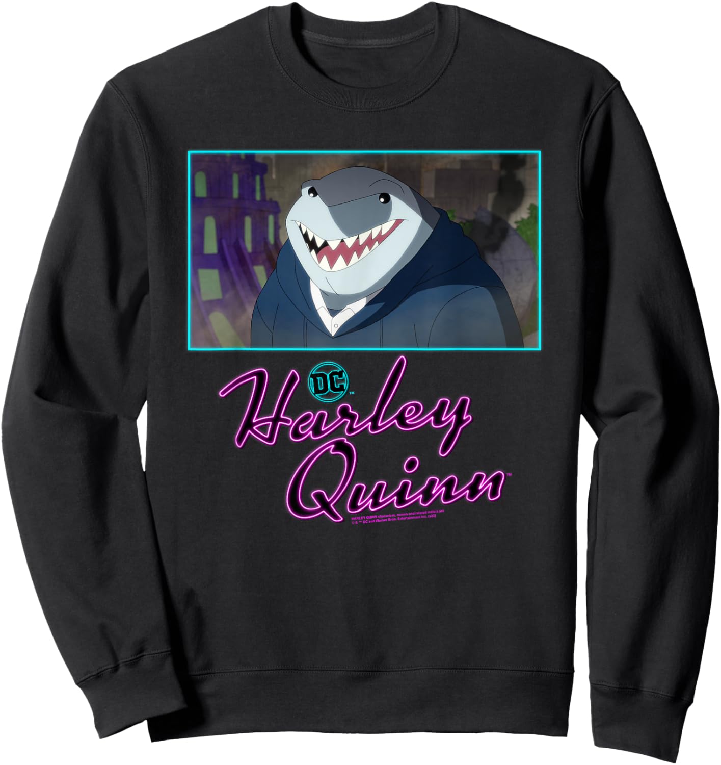 Harley Quinn King Shark Close-up Sweatshirt - Sweatshirt | Black