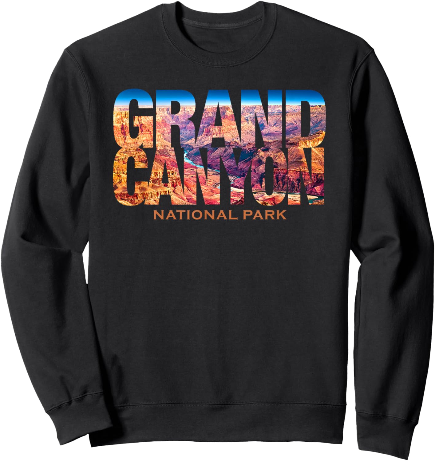 Vintage Grand Canyon National Park Souvenir Shirts Grand Canyon National Park Photo Text Hiking -Adults Black Small Classic Fit Short Sleeve Sweatshirt - Sweatshirt | Black
