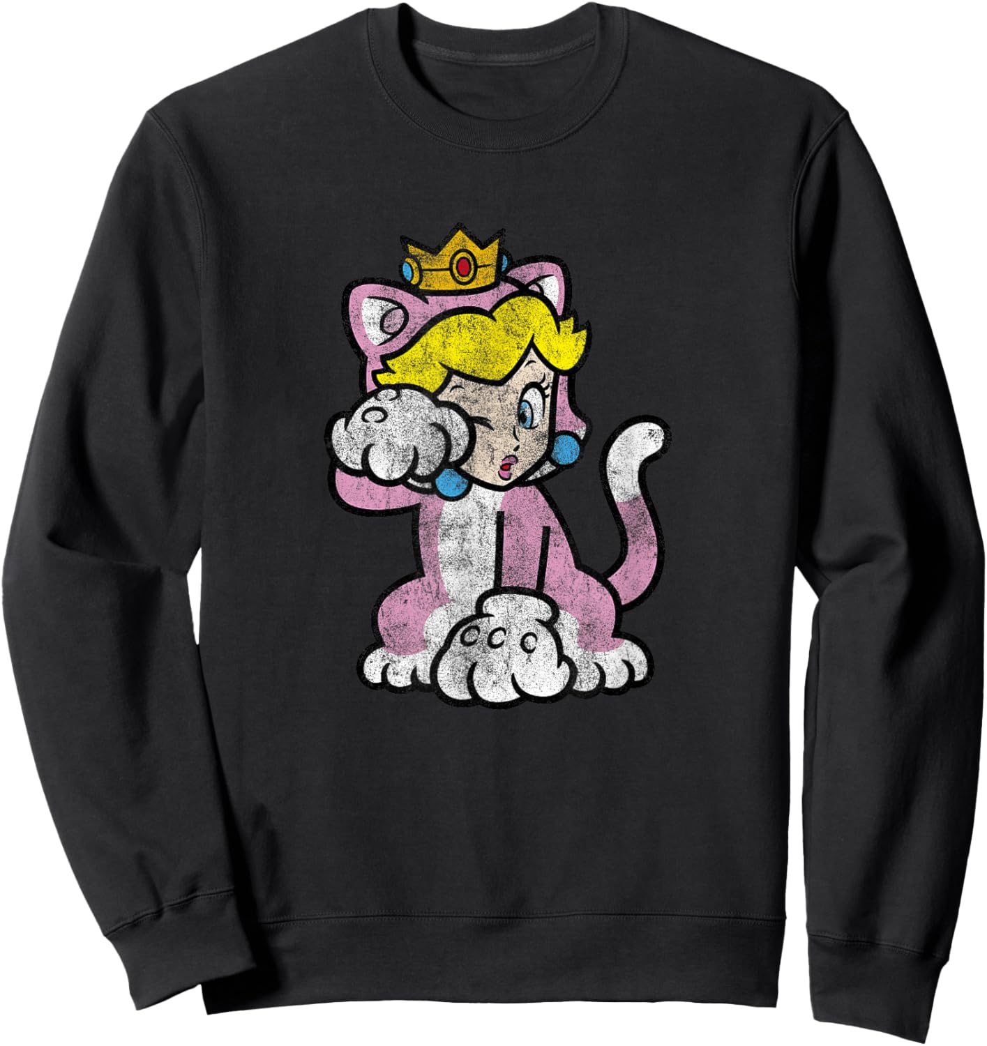 Super Mario 3D Bowser's Fury Princess Peach Cat Portrait Sweatshirt - Sweatshirt | Black