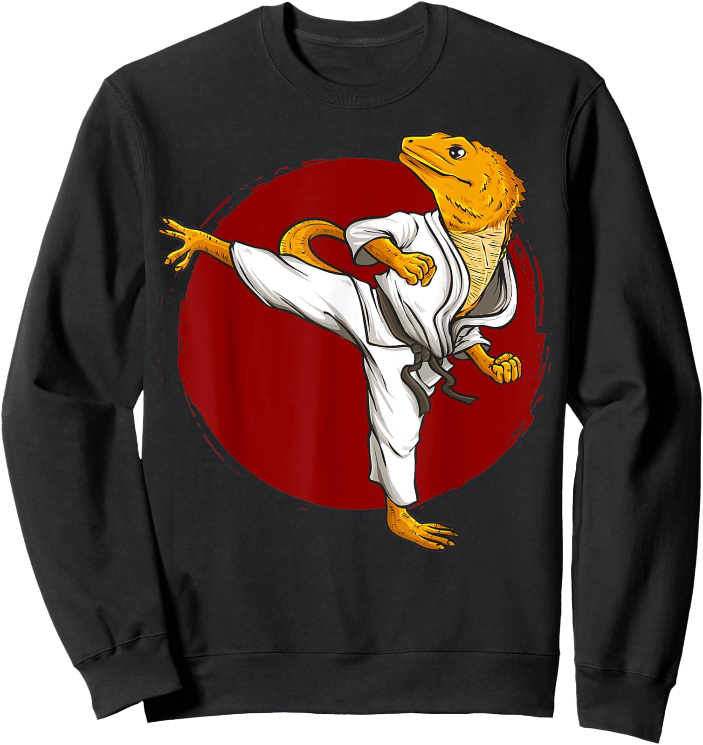 Funny Bearded dragons doing Karate Samurai Ninja lizard Art Sweatshirt - Sweatshirt | Black