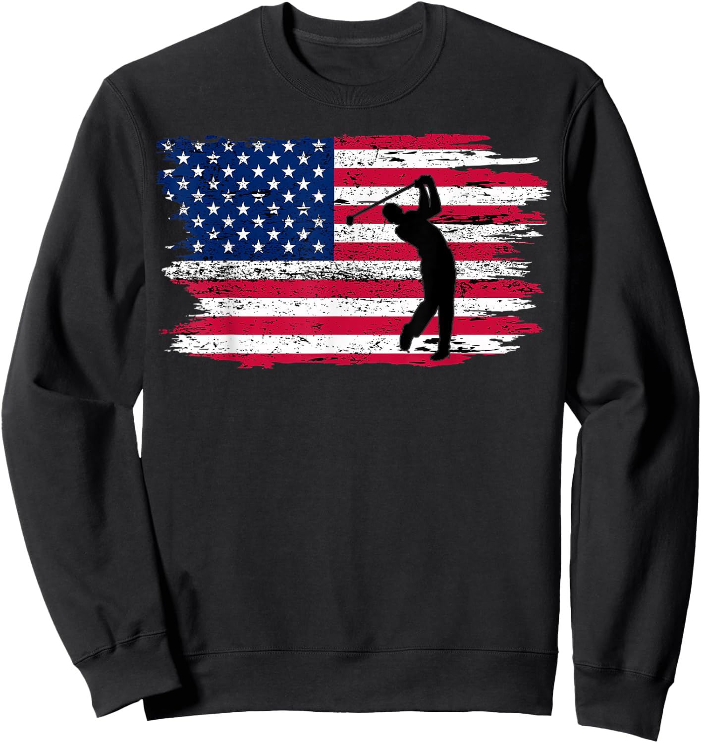 American Flag Golf Shirt 4th July Patriotic Golfer Sweatshirt - Sweatshirt | Black