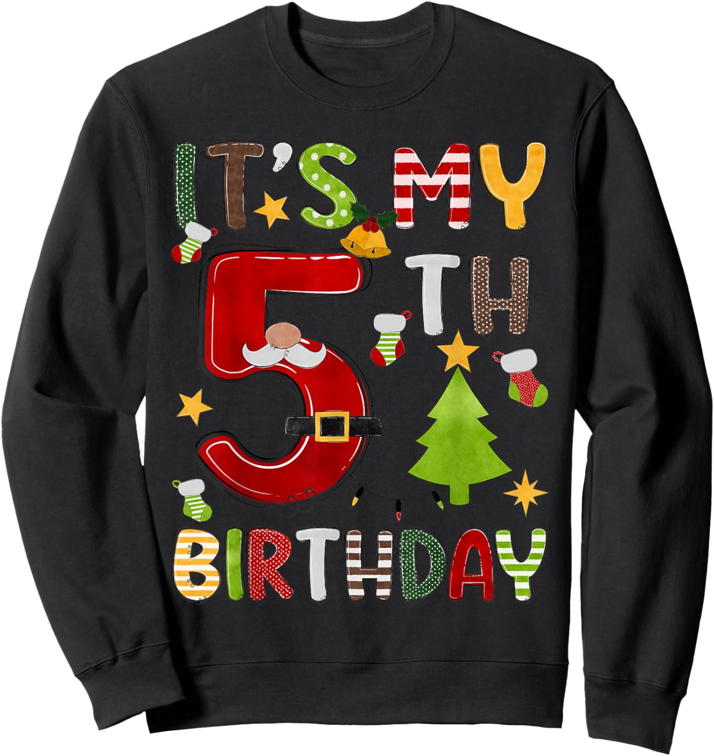 It's My 5th Birthday Boys 5 Years Old Kids Christmas Pajama Sweatshirt - Sweatshirt | Black
