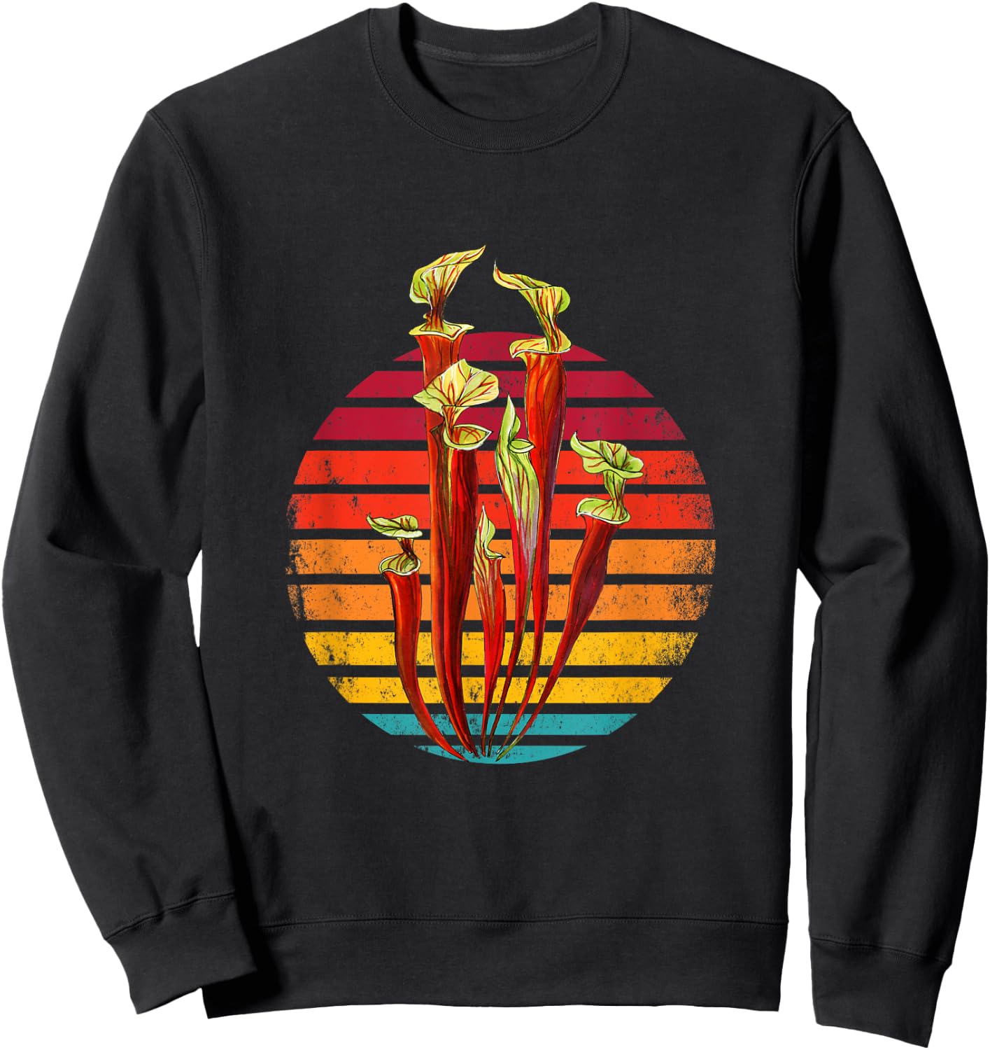 Retro Vintage Sunset Sarracenia Carnivorous Plants Sweatshirt - Sweatshirt | Black