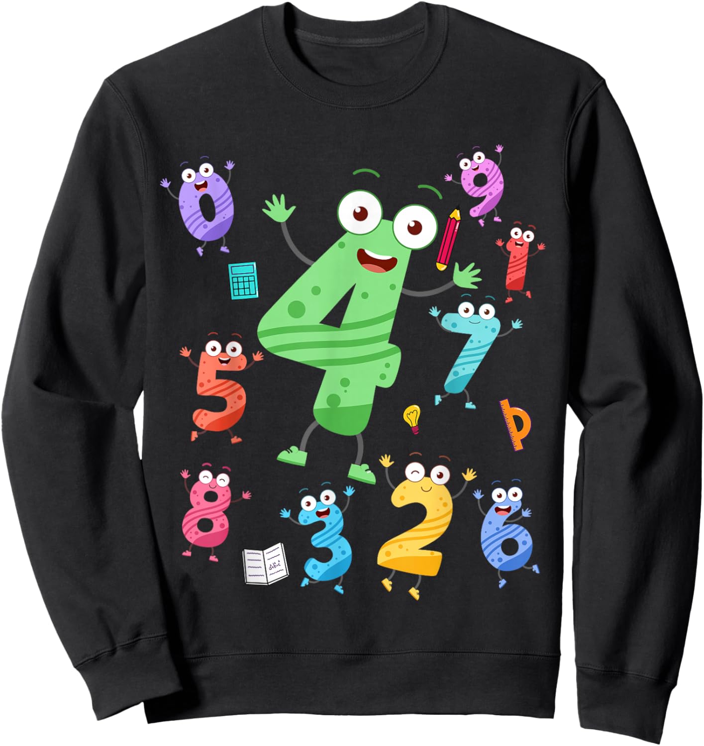 Maths Day Number Costume With Number 4 Idea For Kids Number Sweatshirt - Sweatshirt | Black