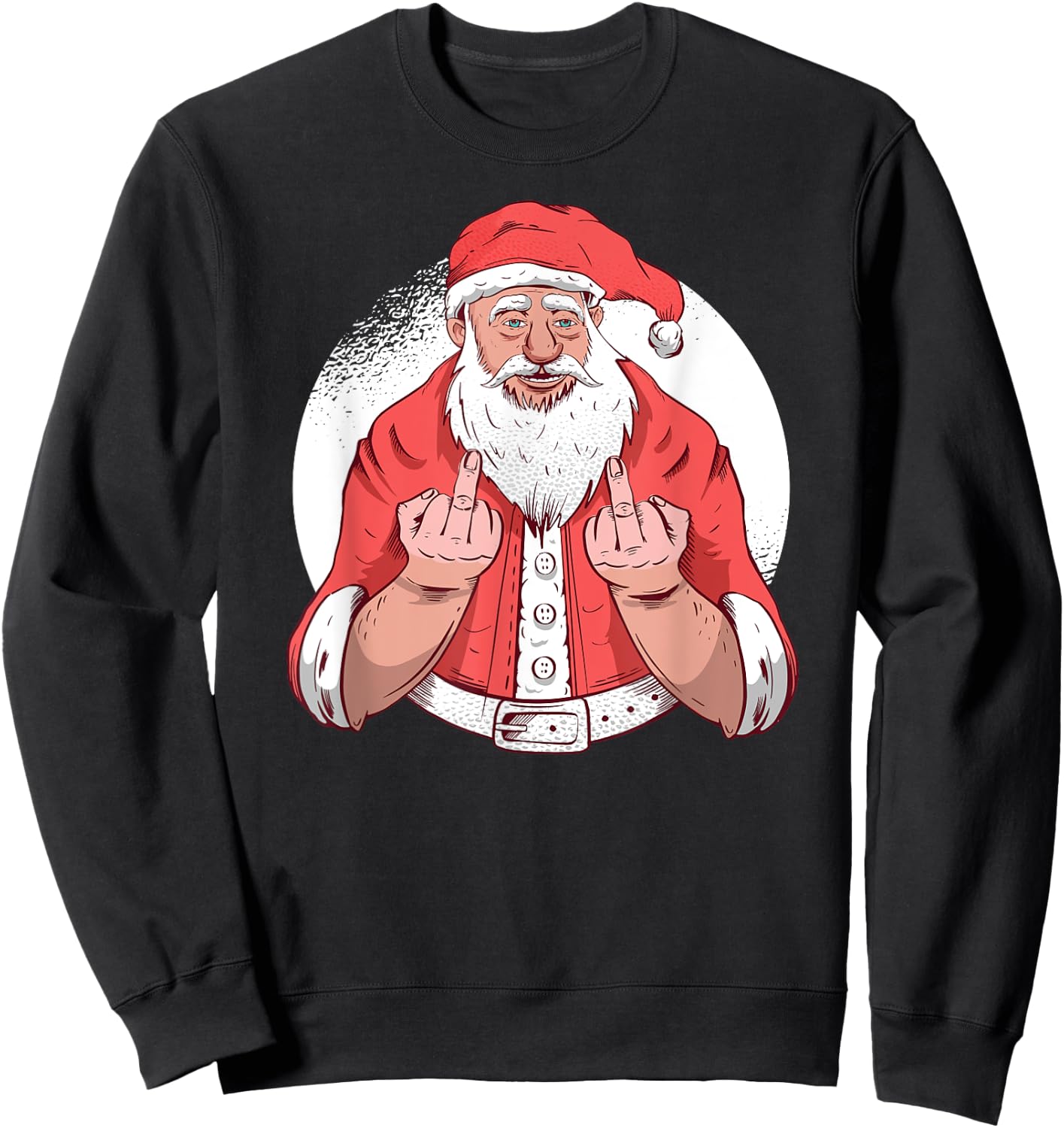 RUDE SANTA says F-ck Off Middle Finger Funny Christmas Meme Sweatshirt - Sweatshirt | Black