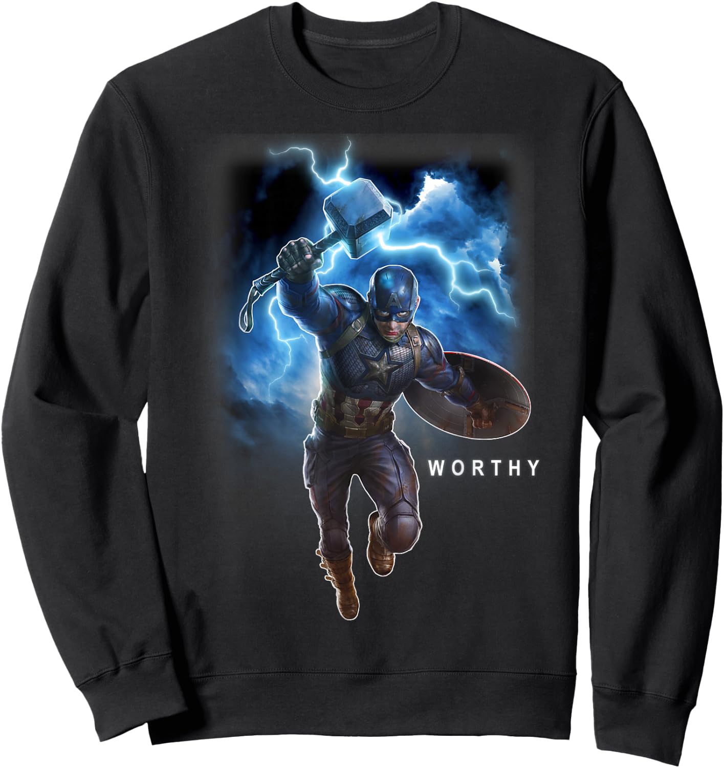 Marvel Avengers Endgame Captain America Worthy Action Pose Sweatshirt - Sweatshirt | Black