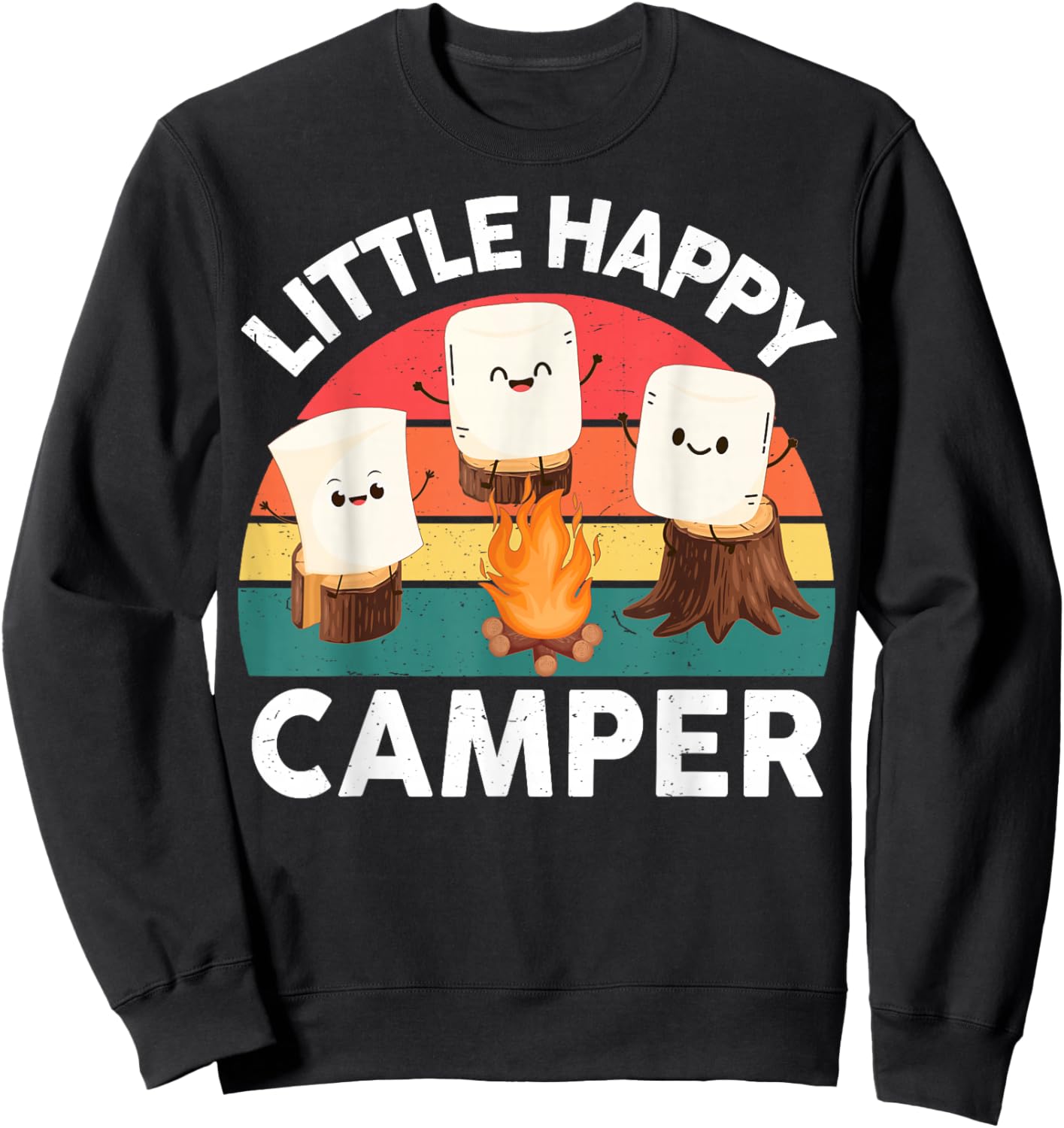 Happy Marshmallow Camper-Shirt Kids Toddler Boy Cute Camping Sweatshirt - Sweatshirt | Black