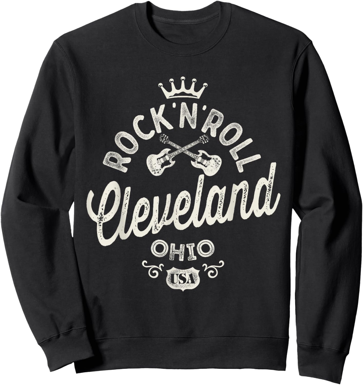 Cleveland Rock'n'Roll Music Cool Vintage Sweatshirt - Sweatshirt | Black