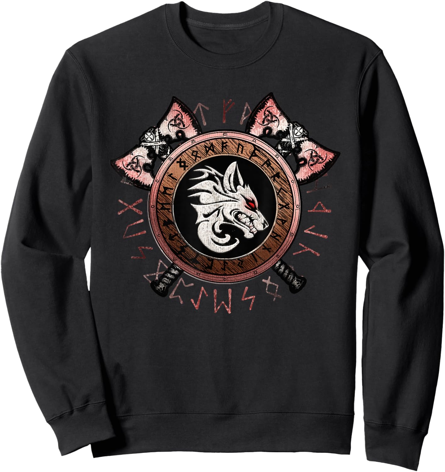 Cool Viking Fenrir Emblem: Norse Mythology Wolf Wild Symbol Sweatshirt - Sweatshirt | Black