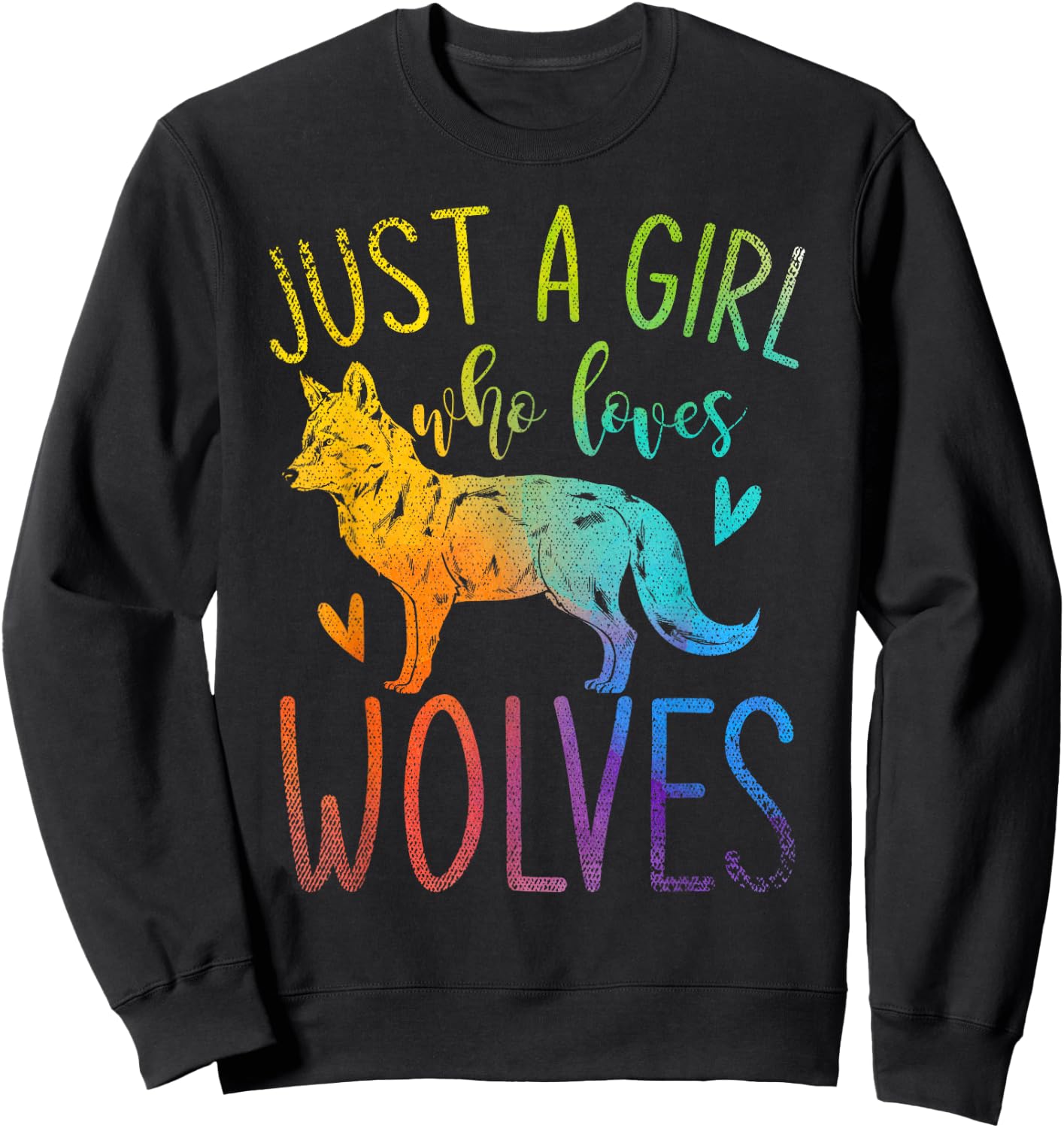 Nur ein Mädchen das Wolfe liebt Wildtier Colourful Wolf Sweatshirt - Sweatshirt | Black