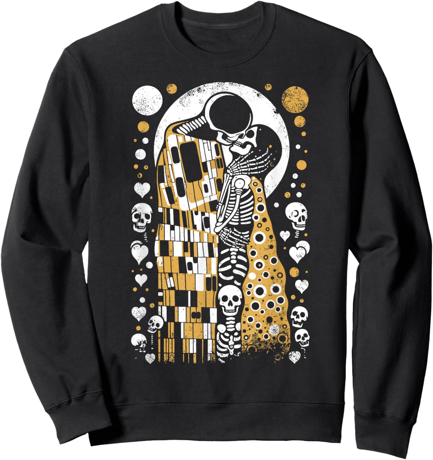 Vintage Skeletons Art Painter lover Klimt's The Kiss Embrace Sweatshirt - Sweatshirt | Black