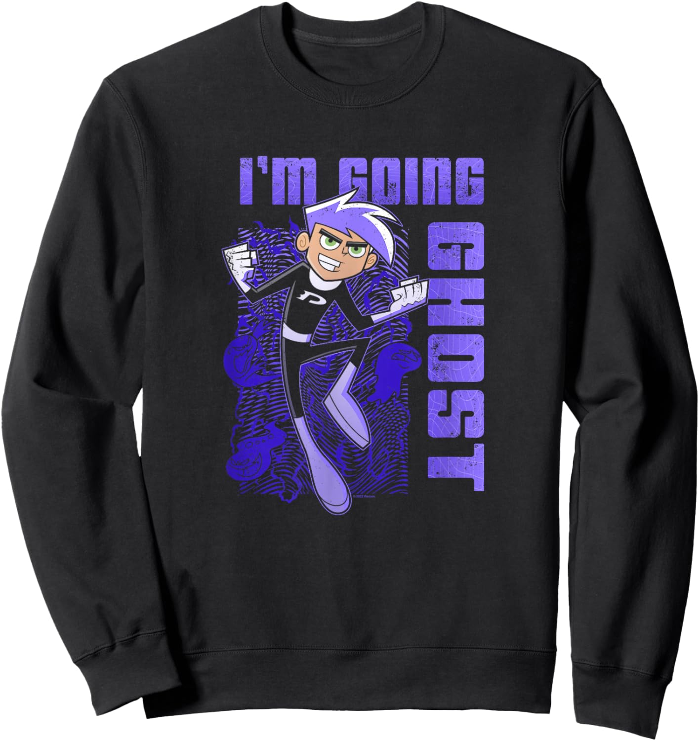 Danny Phantom I'm Going Ghost Purple Text Portrait Sweatshirt - Sweatshirt | Black