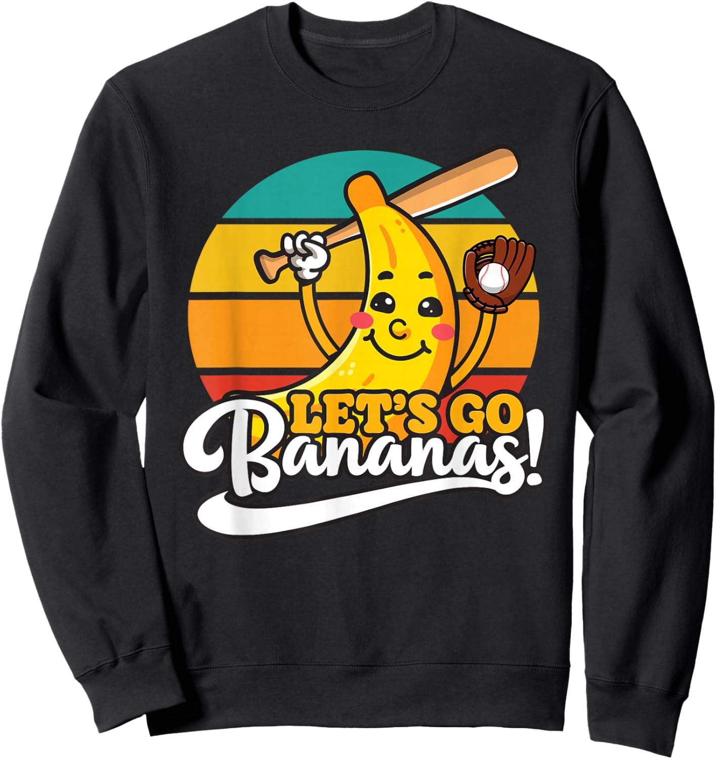 Funny Let’s Go Bananas Baseball Sweatshirt - Sweatshirt | Black
