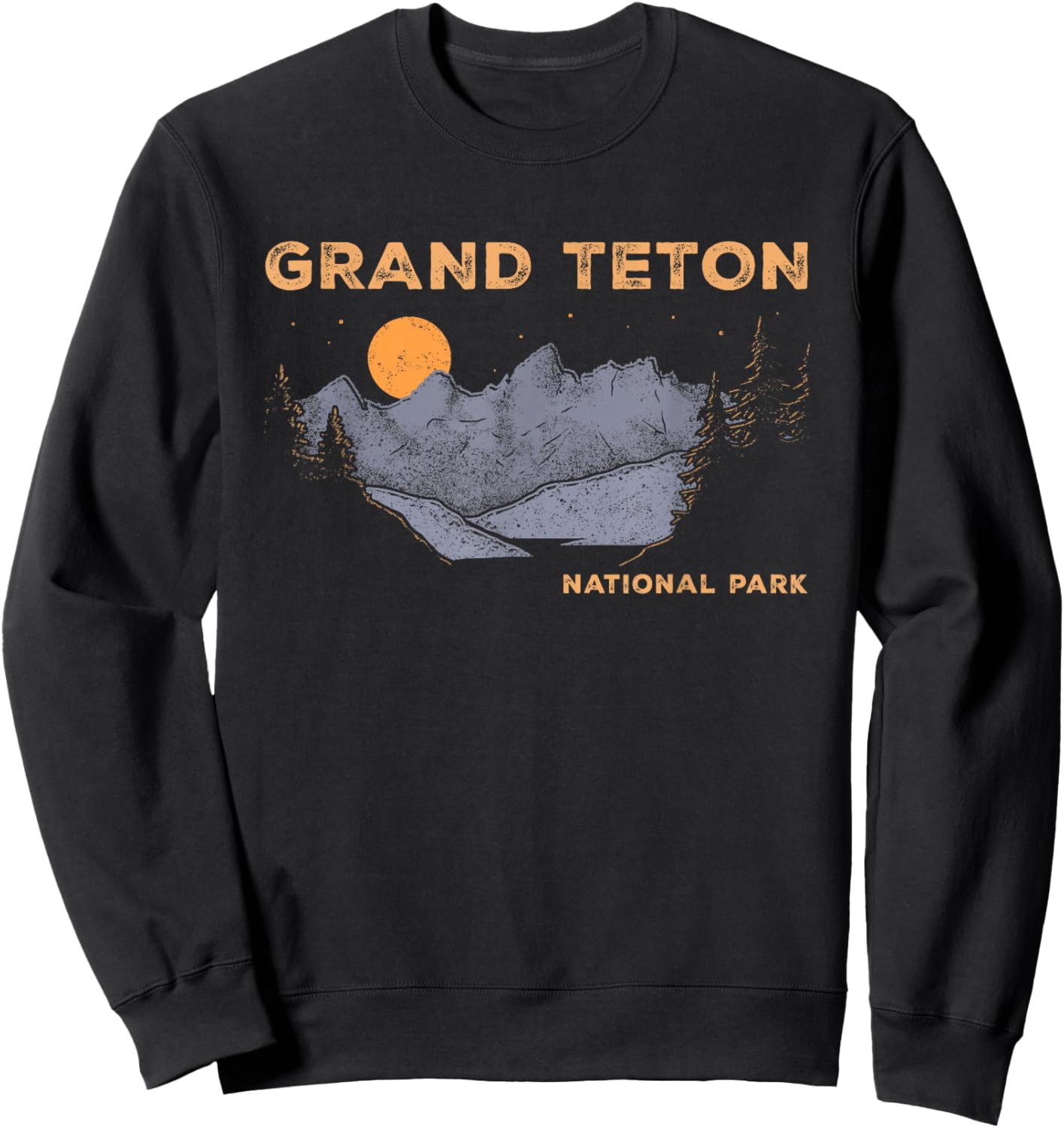 Retro Grand Teton National Park Wyoming Vintage Sweatshirt - Sweatshirt | Black