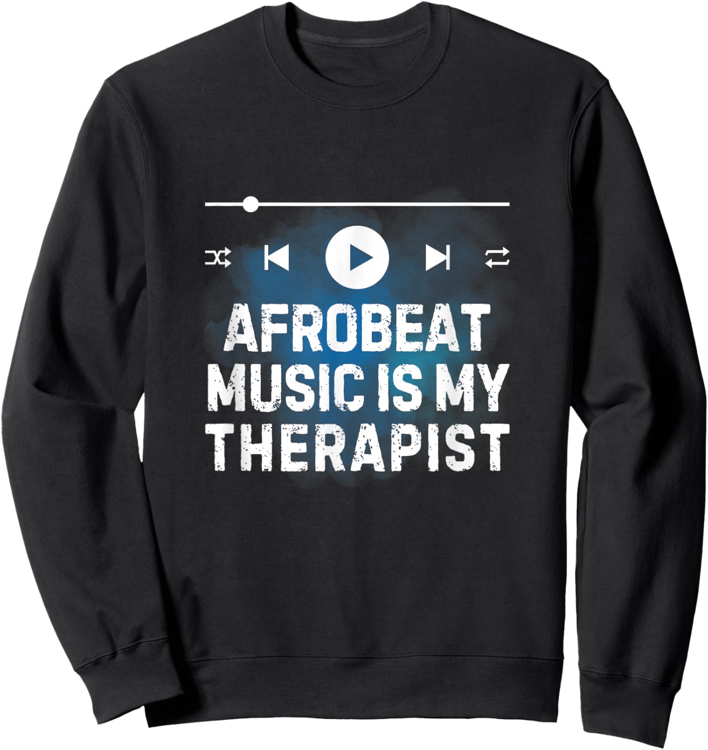 Sound Activated Vibes Afrobeat Music Is My Therapist -Adults Black Small Modern Classic Fit Short Sleeve Cotton Blend Music Sweatshirt - Sweatshirt | Black
