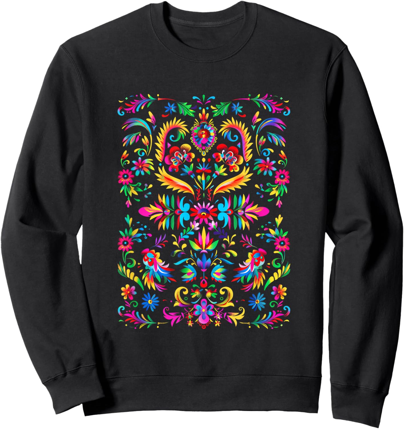 Floral Colors Black Festive Pattern Sweatshirt - Sweatshirt | Black