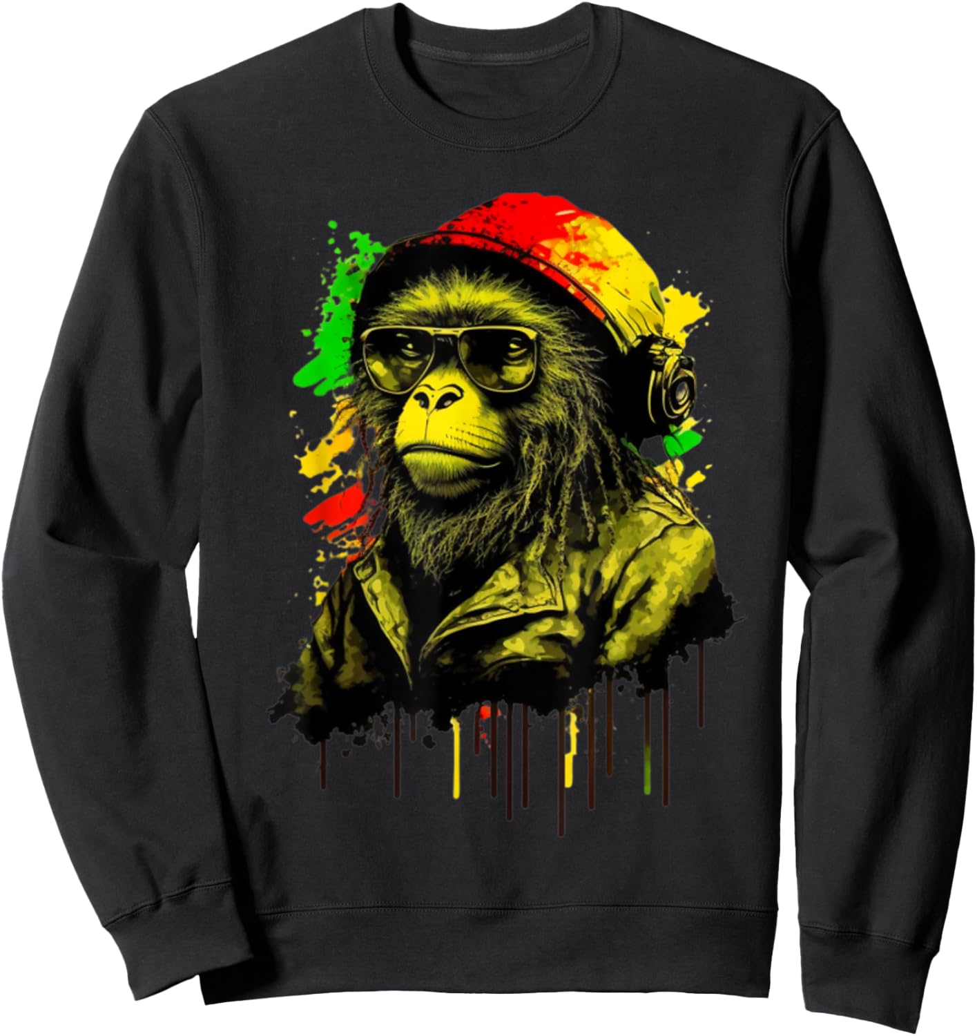 Rasta Monkey Stylish Rastafari Design Reggae & Jamaica Vibes Sweatshirt - Sweatshirt | Black