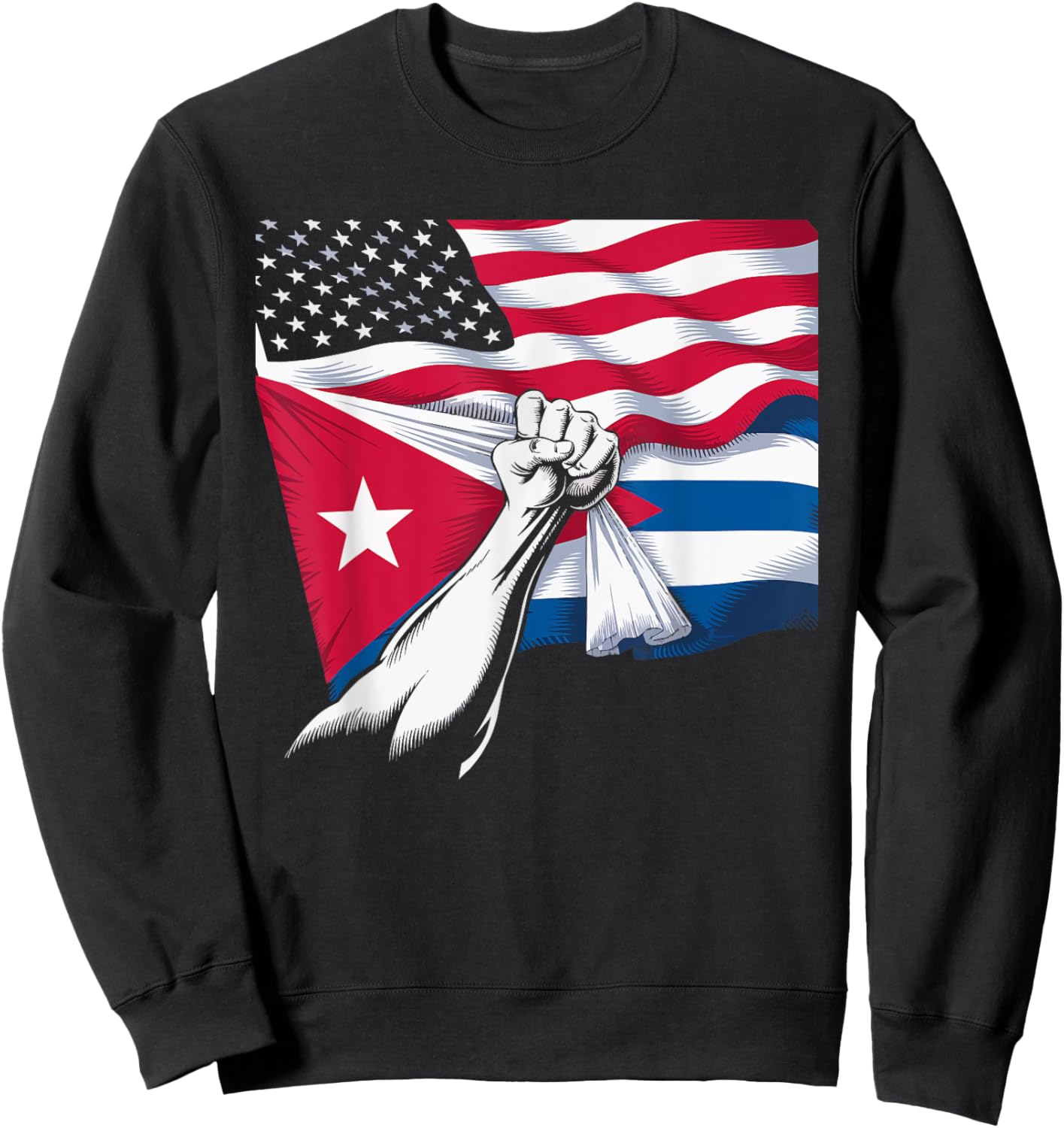 Half Cuban Half American Country USA Flag Cuba America Sweatshirt - Sweatshirt | Black
