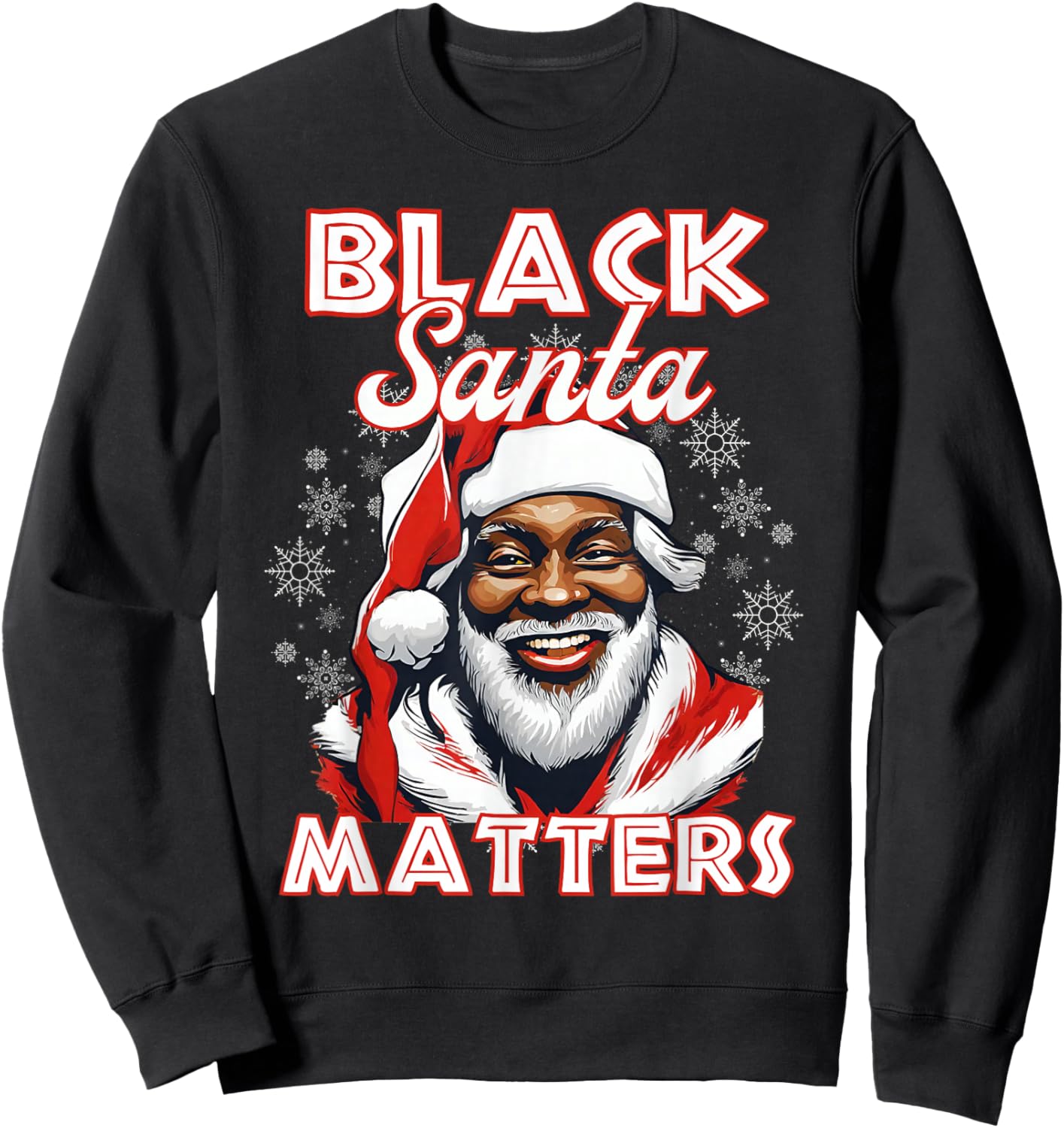 African American Santa Black Matters Christmas Pajama Family Sweatshirt - Sweatshirt | Black