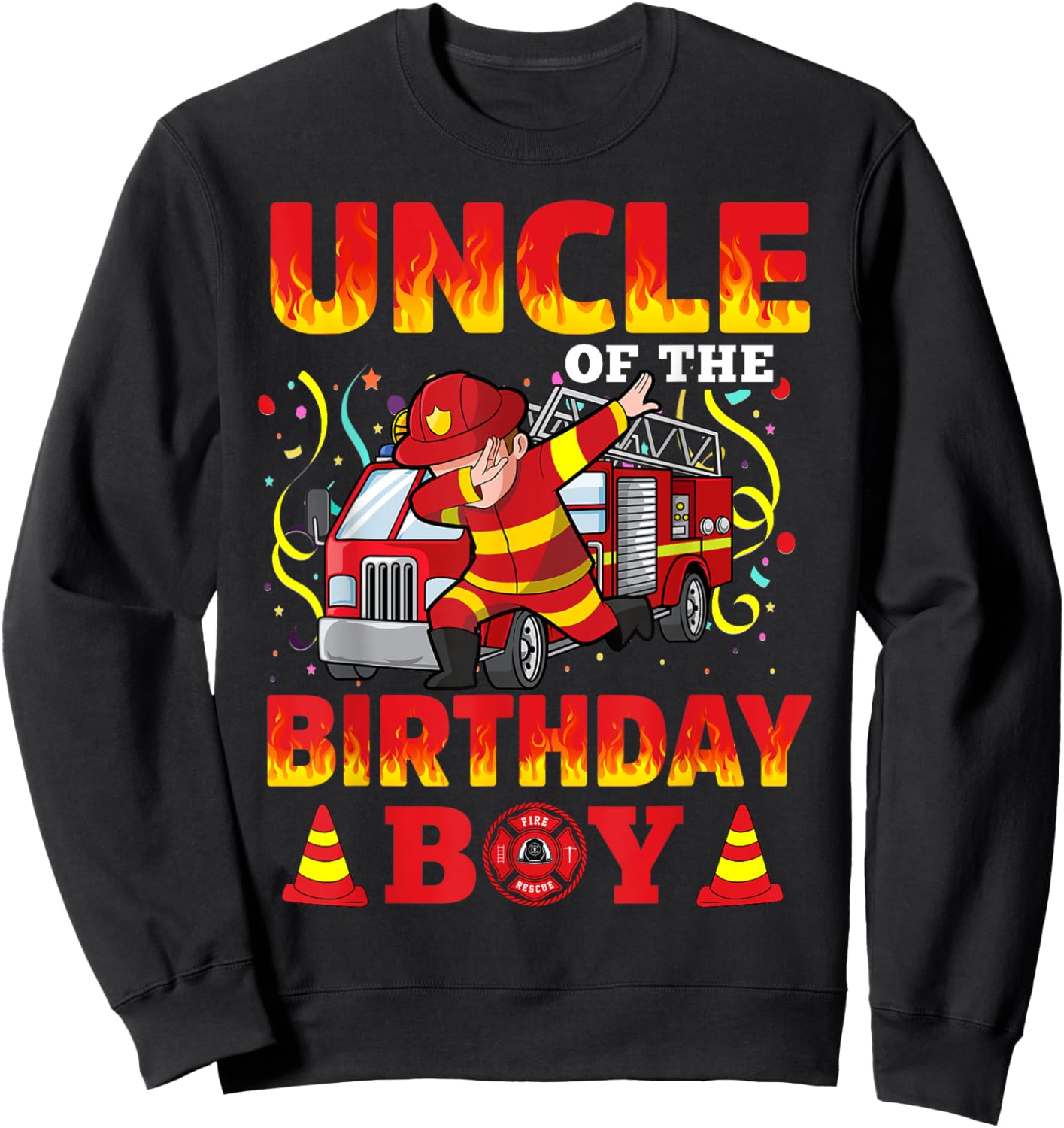 Uncle Of The Birthday Boy Fire Truck Firefighter Boys Sweatshirt - Sweatshirt | Black