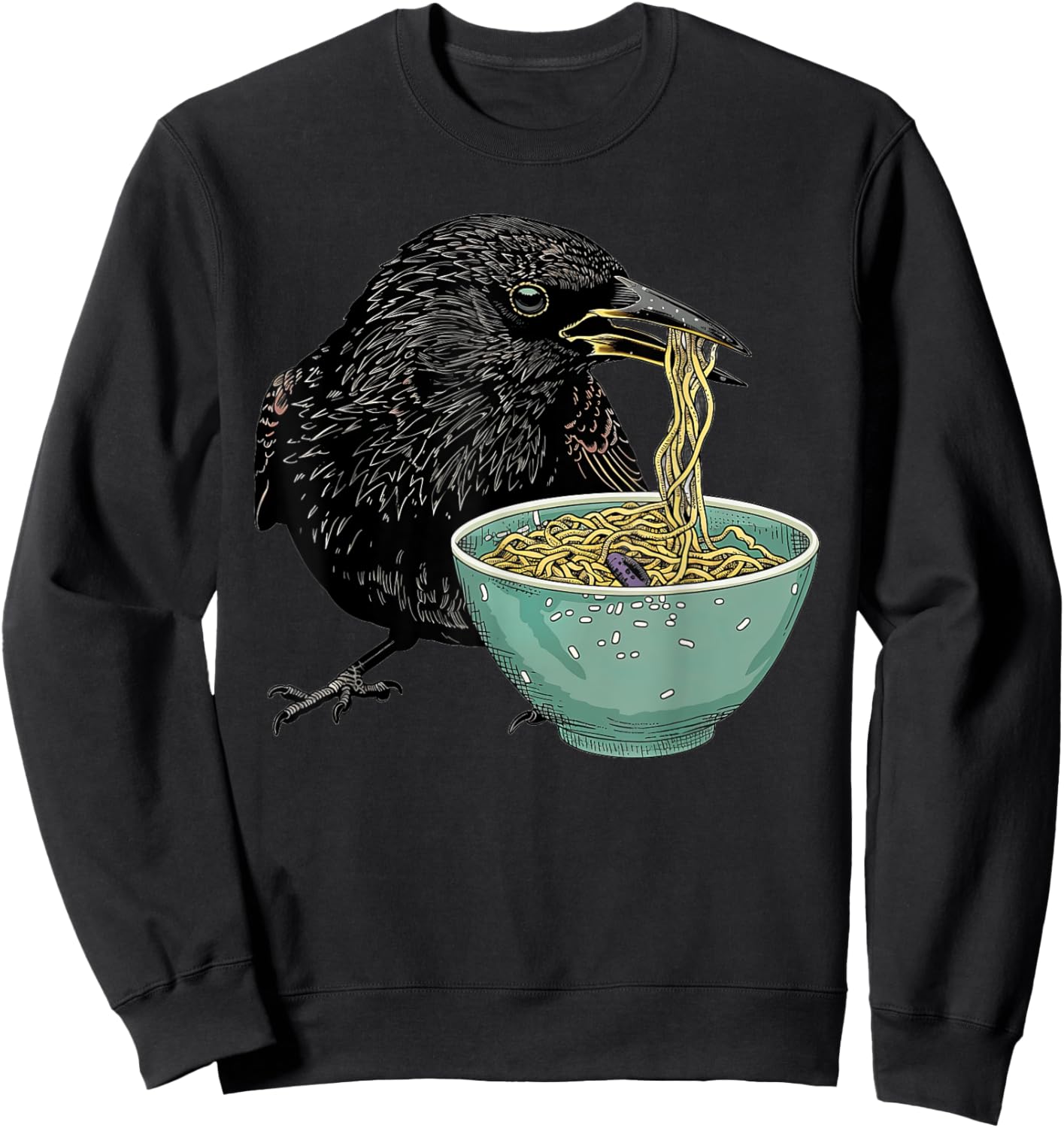 Starling Eating Ramen Sweatshirt - Sweatshirt | Black