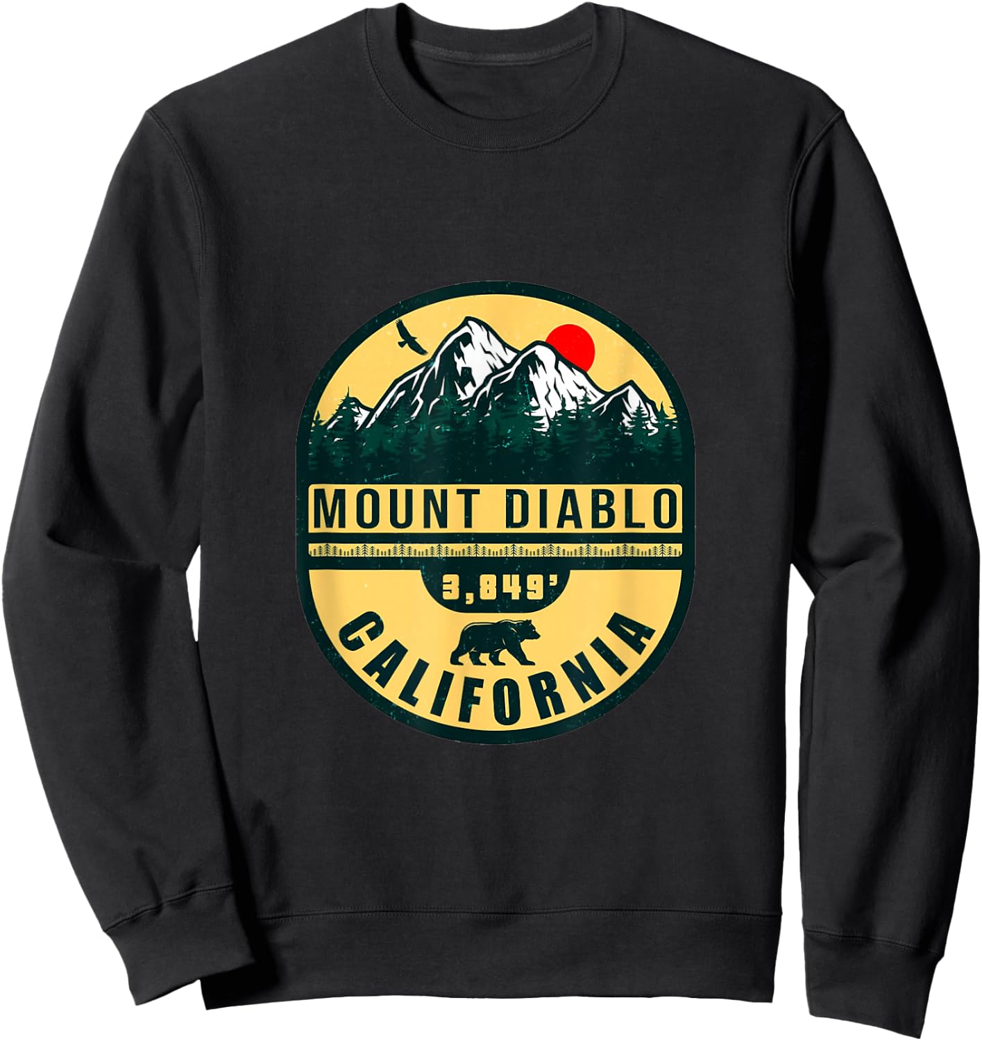 Mount Diablo California Mountains, 1960s Retro Vintage Sweatshirt - Sweatshirt | Black