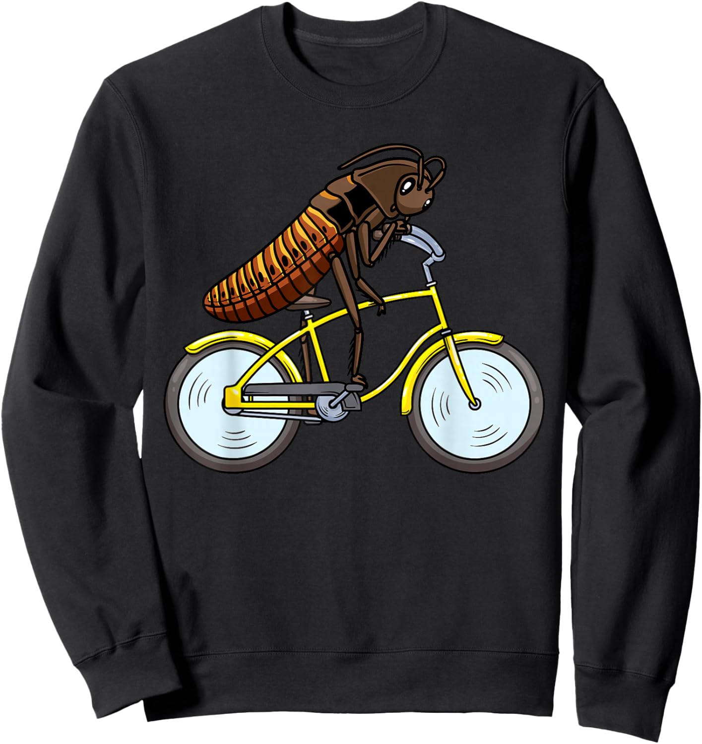 Madagascar Cockroach on a Bicycle Cyclist Sweatshirt - Sweatshirt | Black