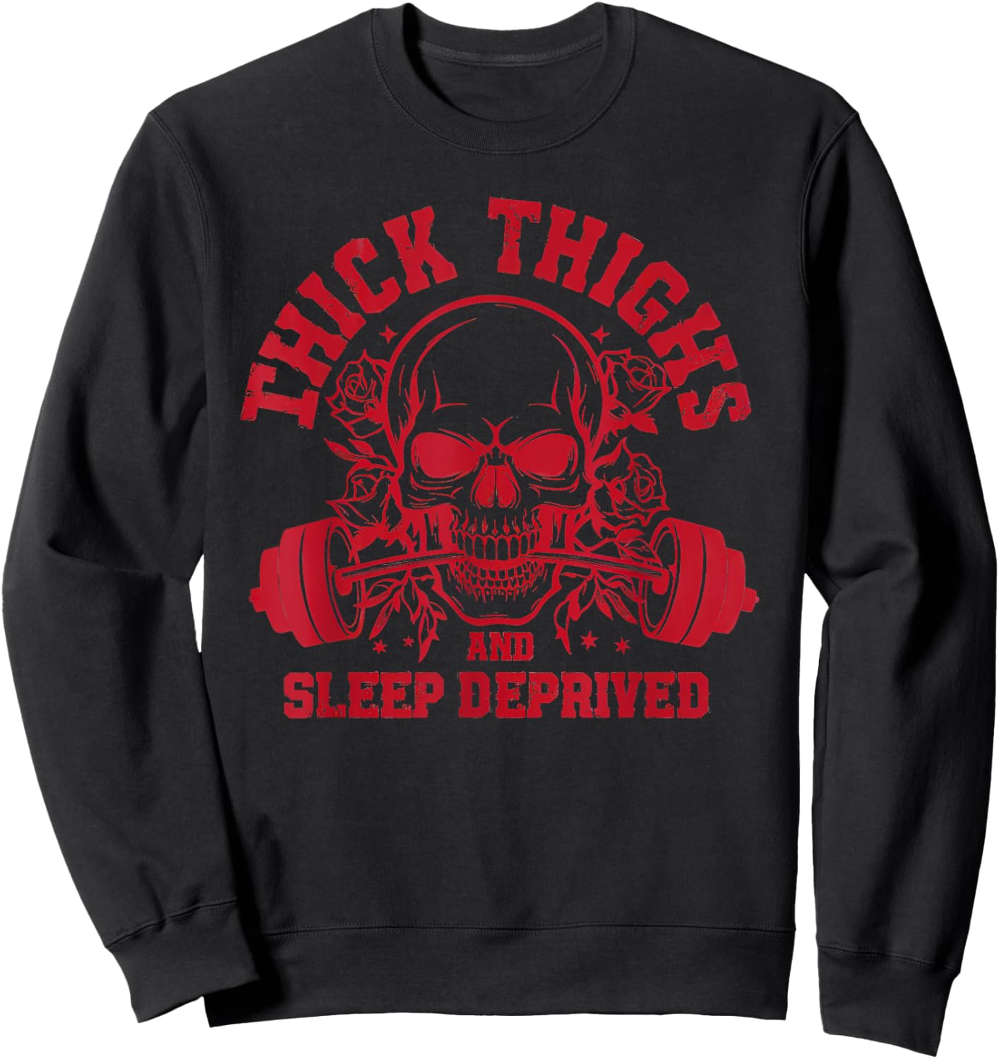 Thick Thighs and Sleep Deprived Vintage Skull Muscle Mommy Sweatshirt - Sweatshirt | Black