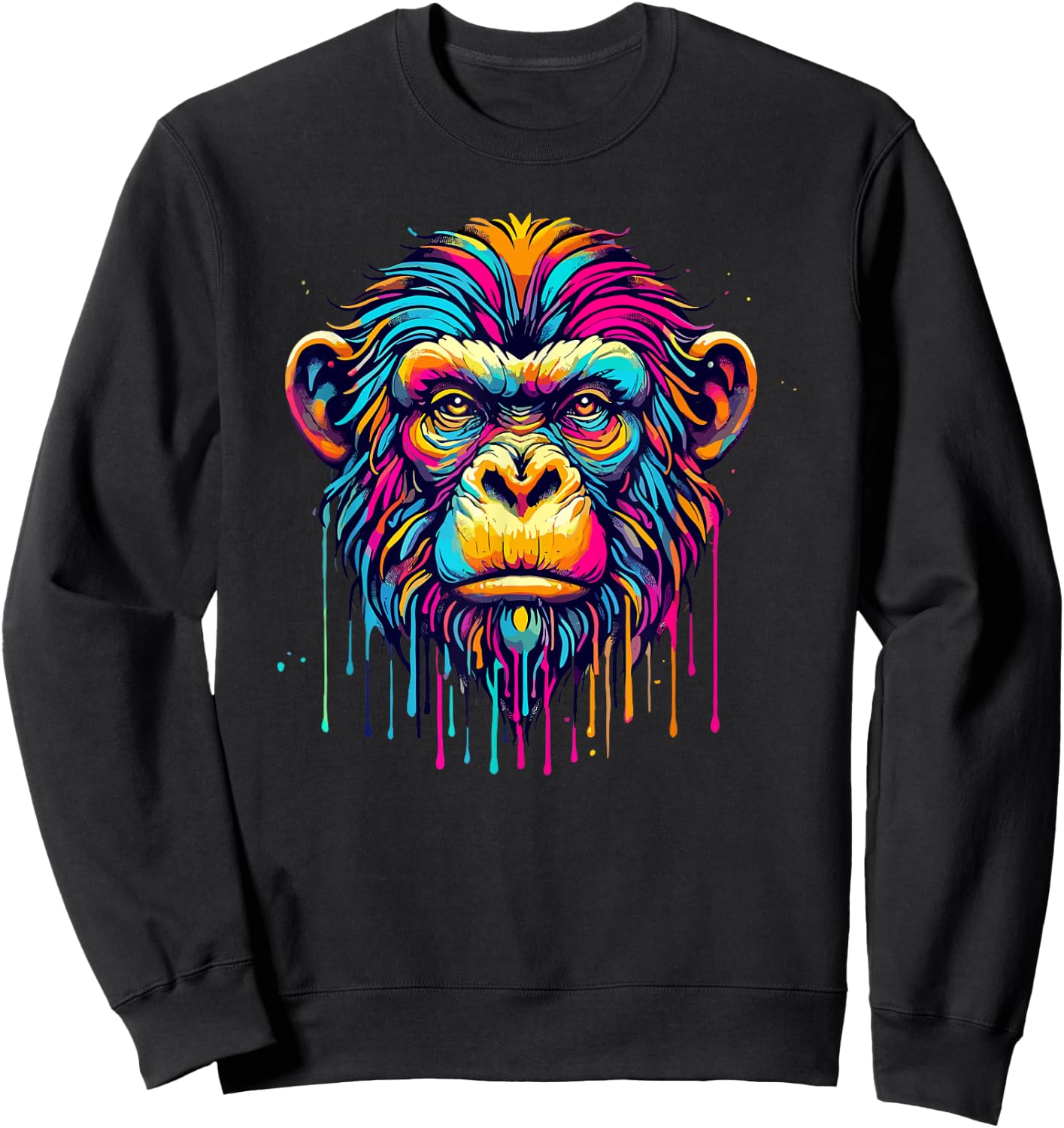 Colorful Dripping Paint Pop Art Monkey Monkeys Sweatshirt - Sweatshirt | Black
