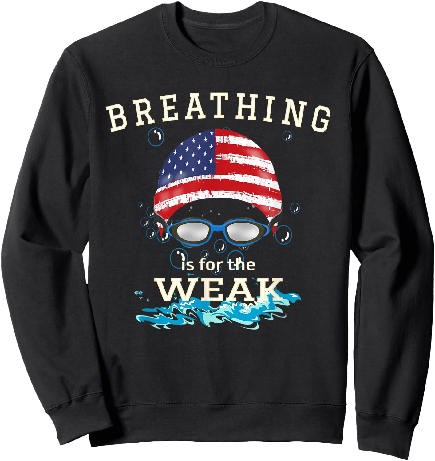 Swim Swimmer T Shirt Funny Swimming Sports Goggles Cap Sweatshirt - Sweatshirt | Black