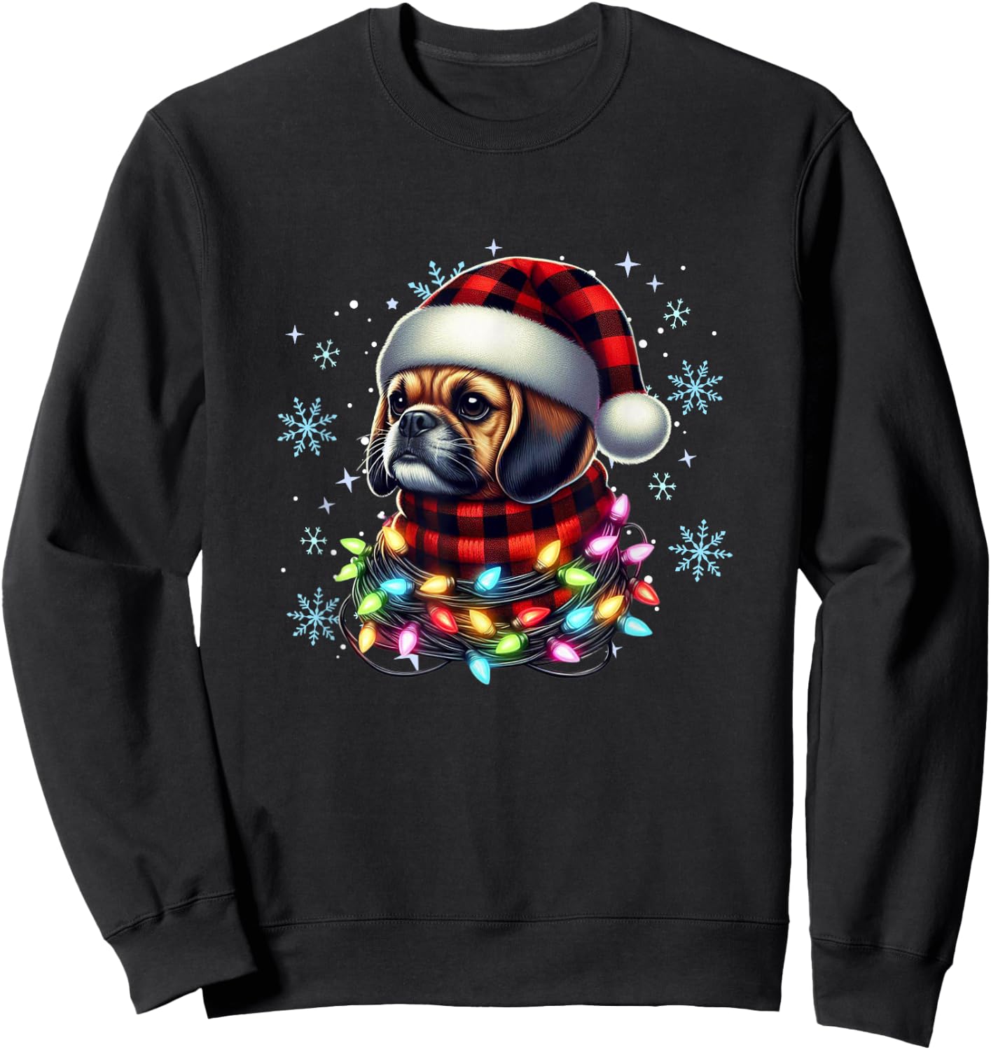 Puggle Christmas Gifts for Puggle Lovers -Kids Black Puggle Xmas Puggle Lover Sweatshirt - Sweatshirt | Black