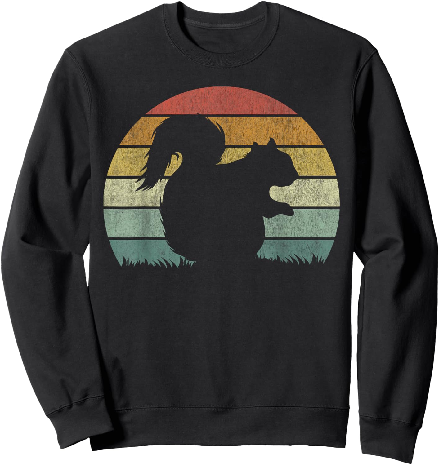 Vintage Retro Sunset Squirrel Design Squeak Chestnut Animal Sweatshirt - Sweatshirt | Black