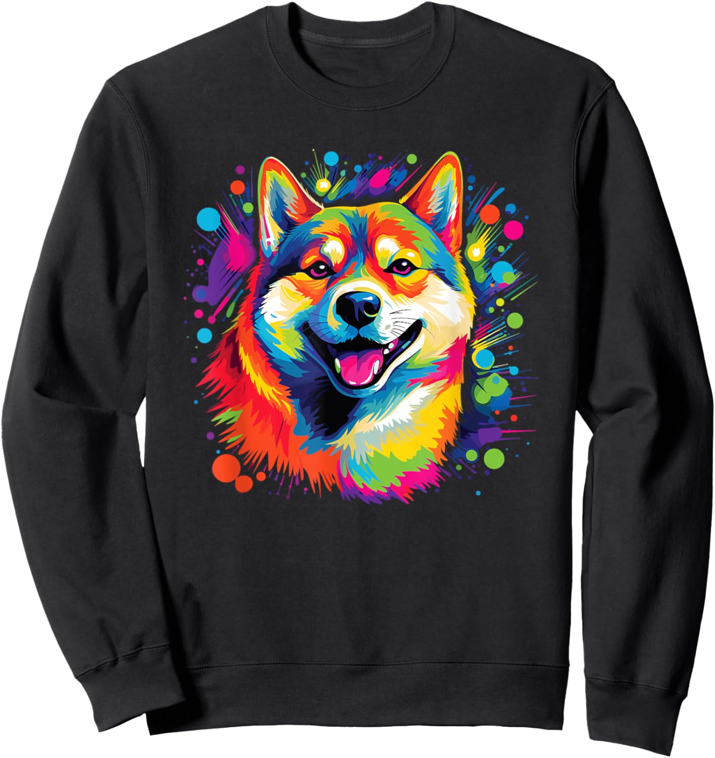 Watercolor Colorful Shiba Inu Dogs Sweatshirt - Sweatshirt | Black