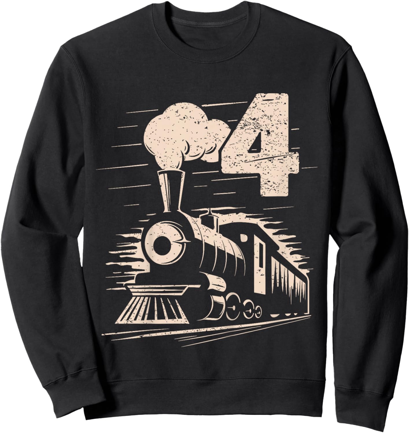 Funny Vintage 4th Train Birthday Boy Girl 4 Year Old Sweatshirt - Sweatshirt | Black