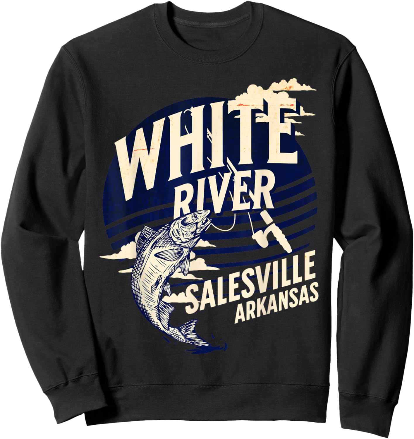 White River Salesville Arkansas Fly Fishing Trout Souvenir Sweatshirt - Sweatshirt | Black