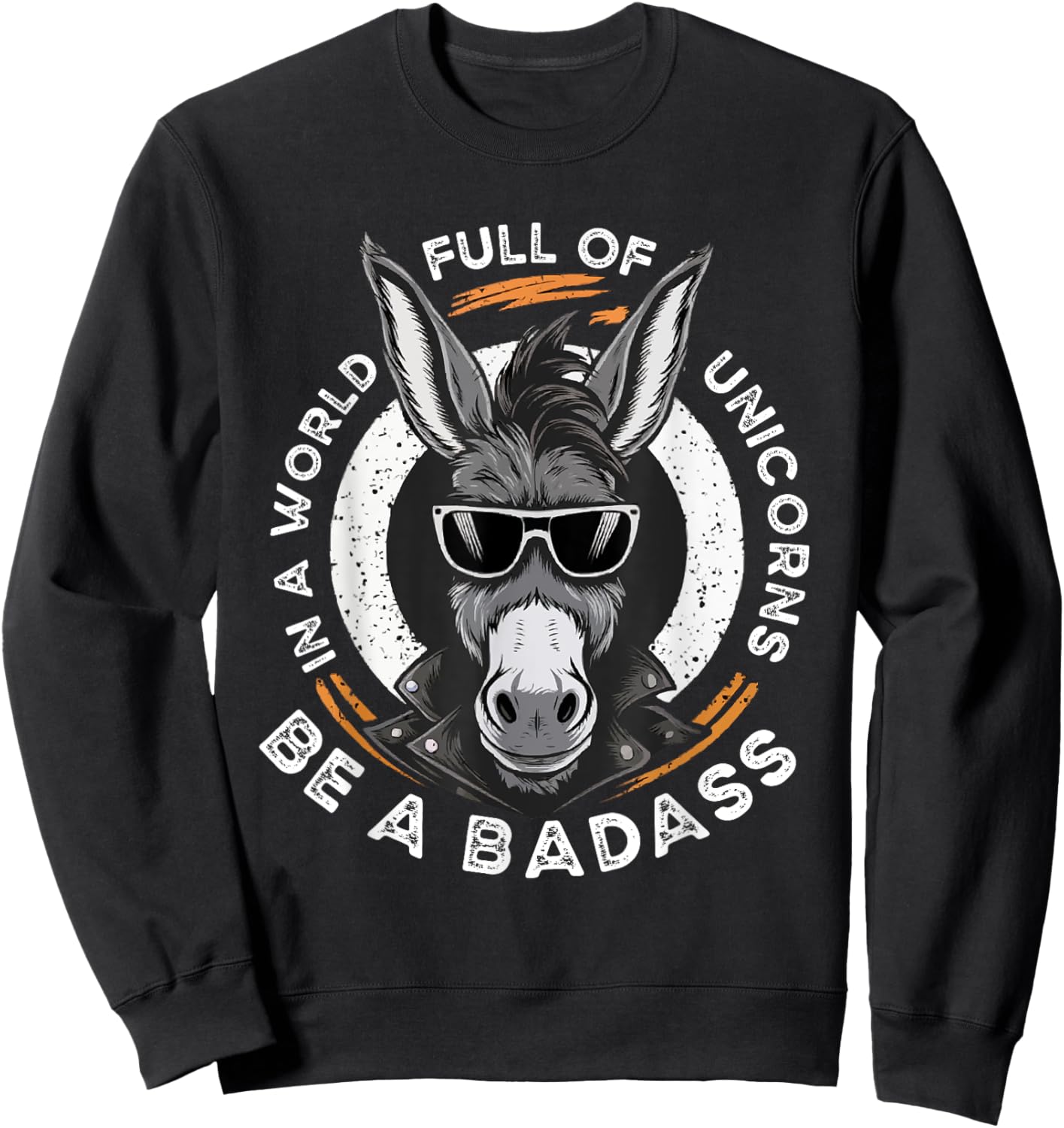 Animal Lover World Of Unicorns Badass Donkey Sweatshirt - Sweatshirt | Black