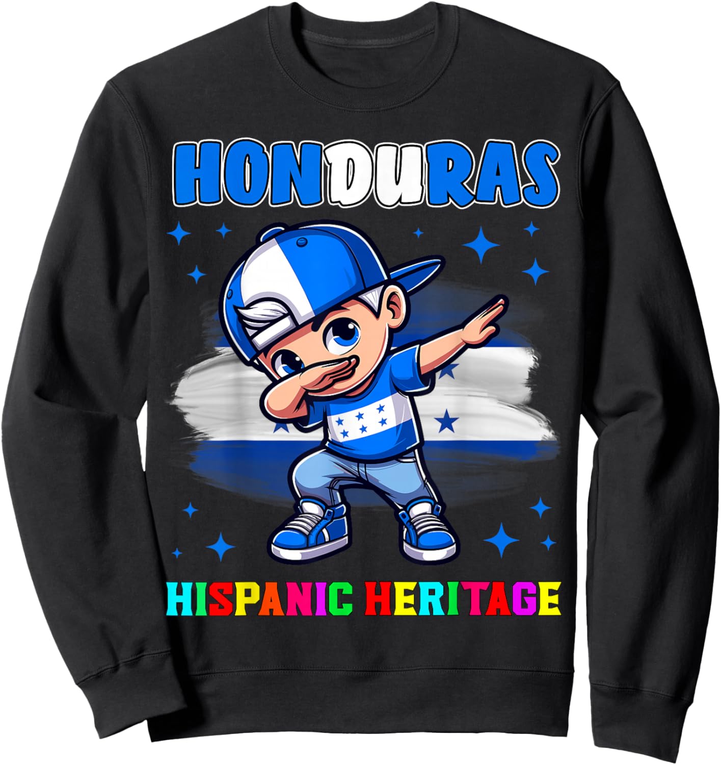 Honduras Dabbing Kid Hispanic Heritage Celebration for Kids Sweatshirt - Sweatshirt | Black