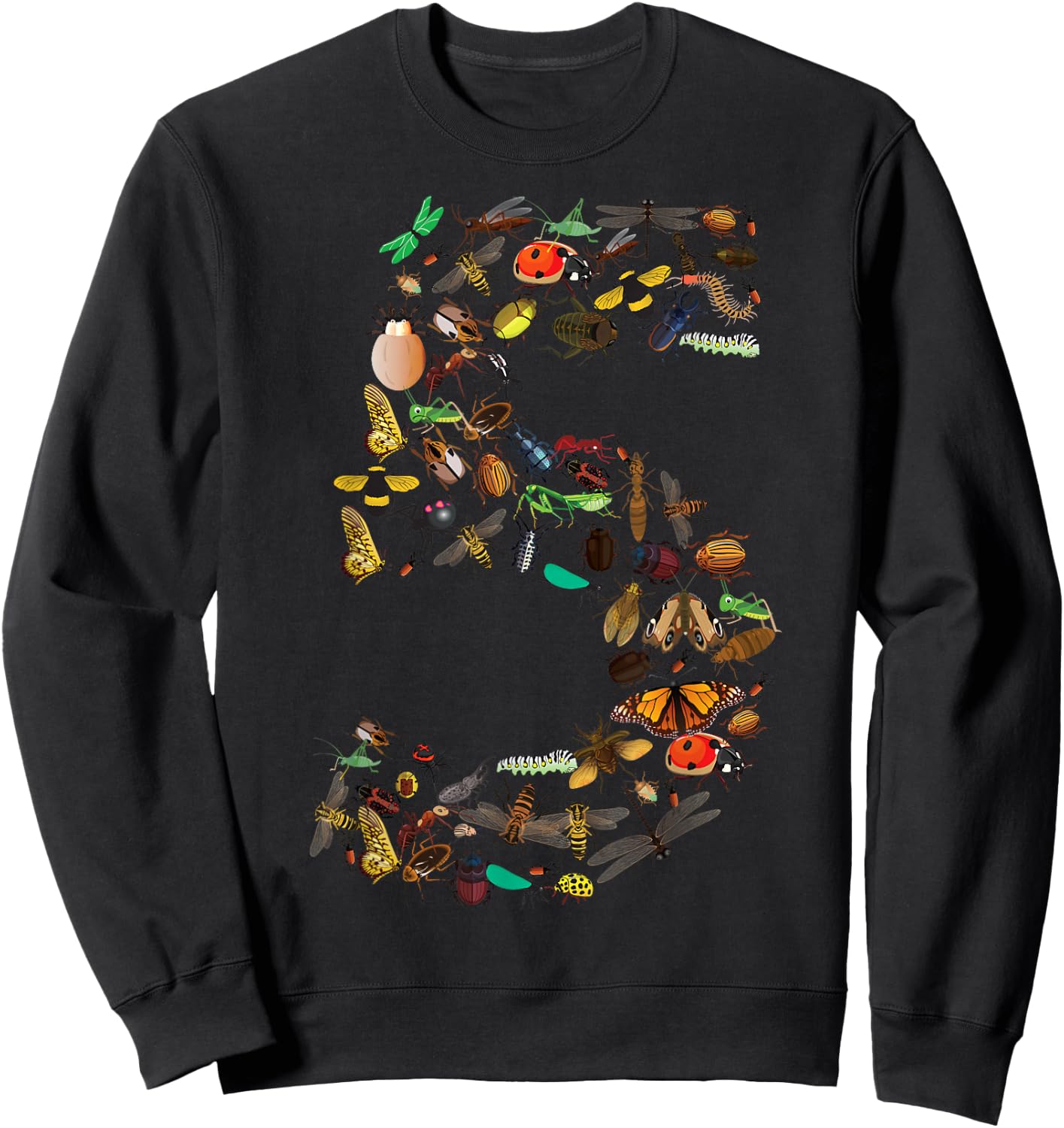 Funny Bugs 5th Birthday Gift | Cute 5 Years Old Boy Girl Kid Sweatshirt - Sweatshirt | Black