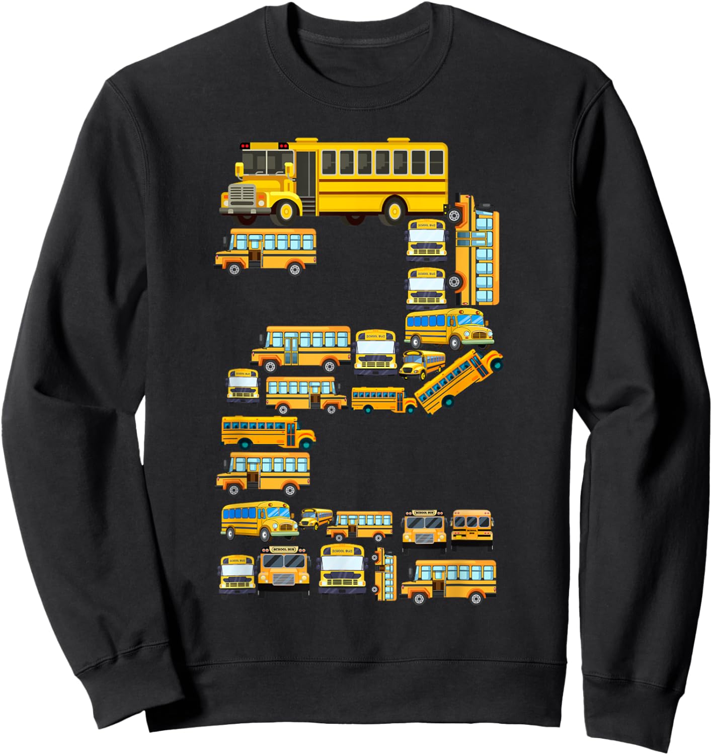 2 Year Old Toddler 2nd Birthday School Bus Theme Kids Party Sweatshirt - Sweatshirt | Black