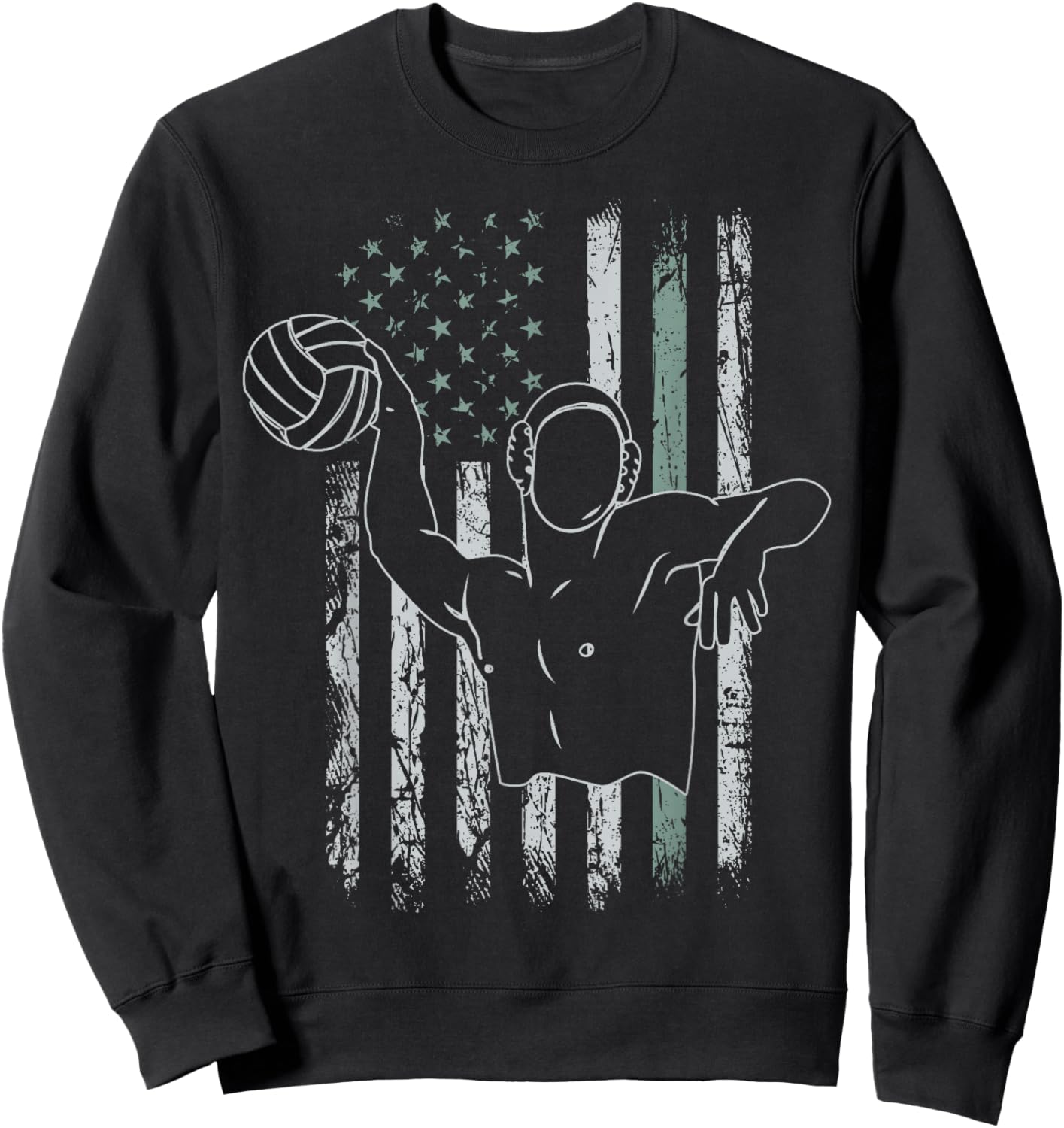 Retro USA Flag Swimming 4th of July Water Polo Sweatshirt - Sweatshirt | Black