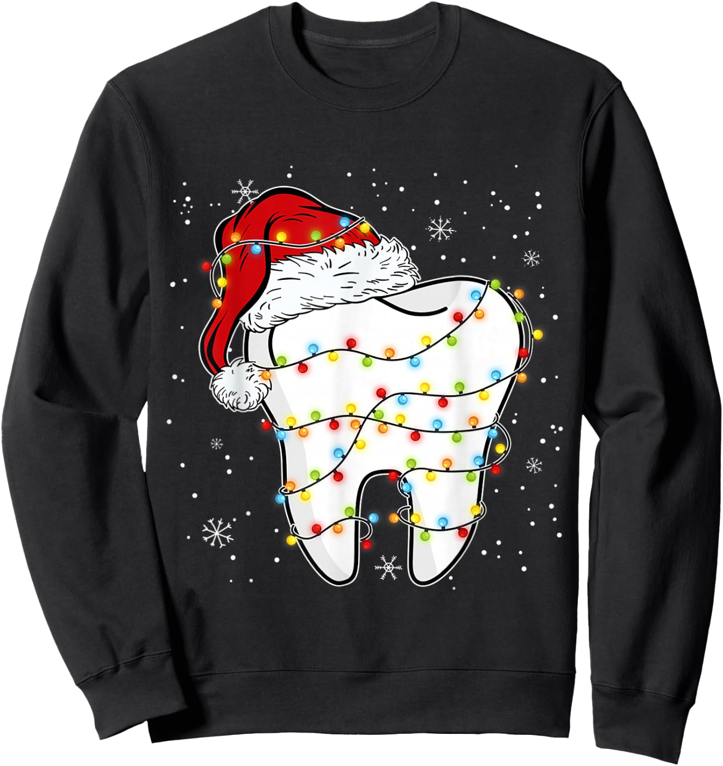 Dentist Christmas Cute Dental Santa Hat Xmas Teeth Sweatshirt - Sweatshirt | Black
