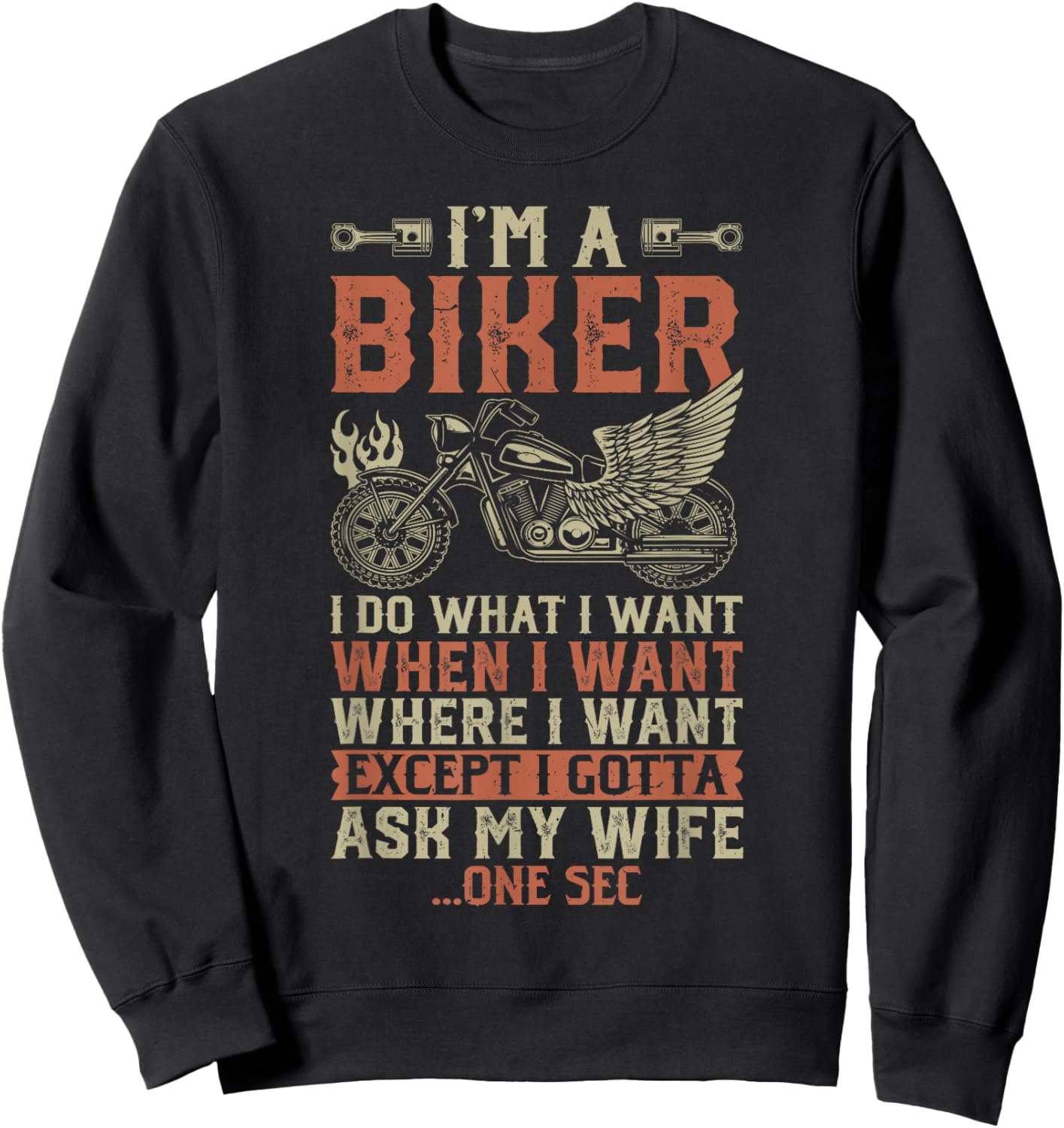 Funny Biker Art Motorcycle Motorbike Rider Sweatshirt - Sweatshirt | Black