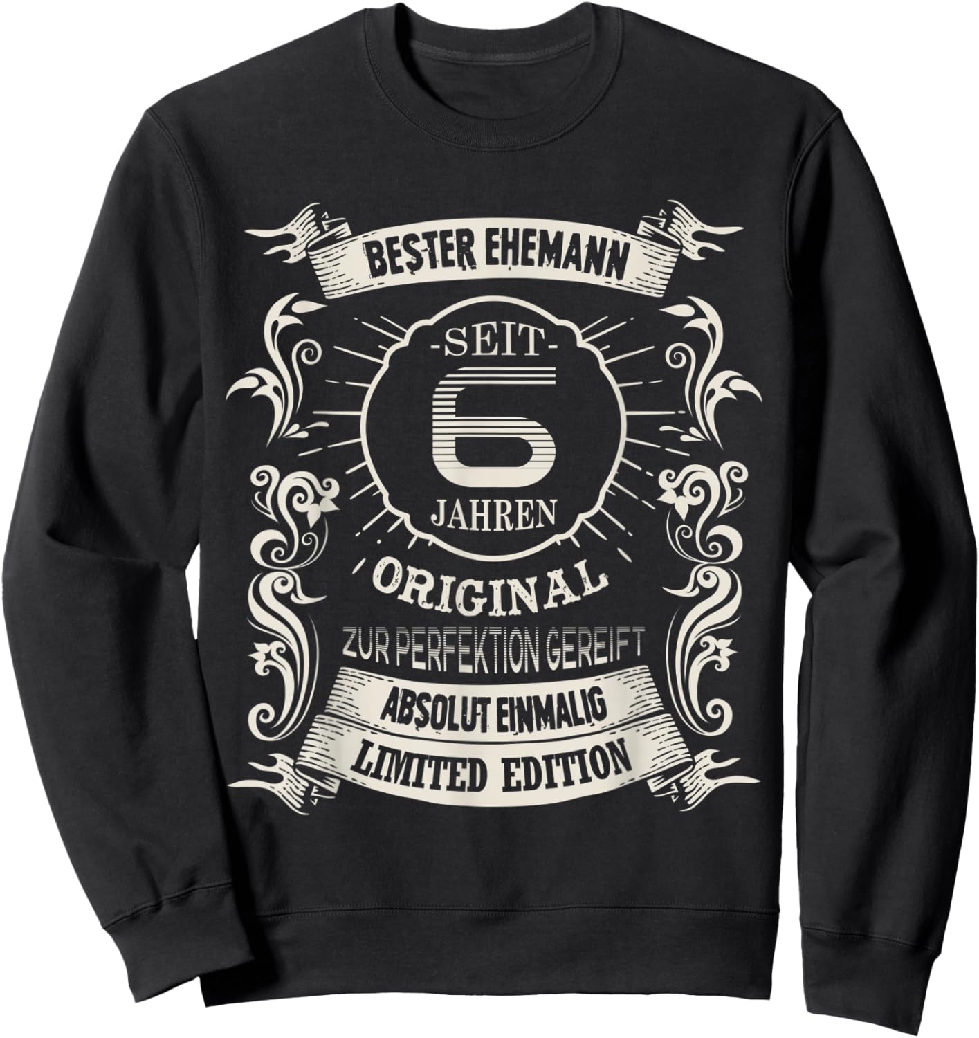 Herren 6 Hochzeitstag Bester Ehemann Seit 6 Jahren Zuckerhochzeit Sweatshirt - Sweatshirt | Black