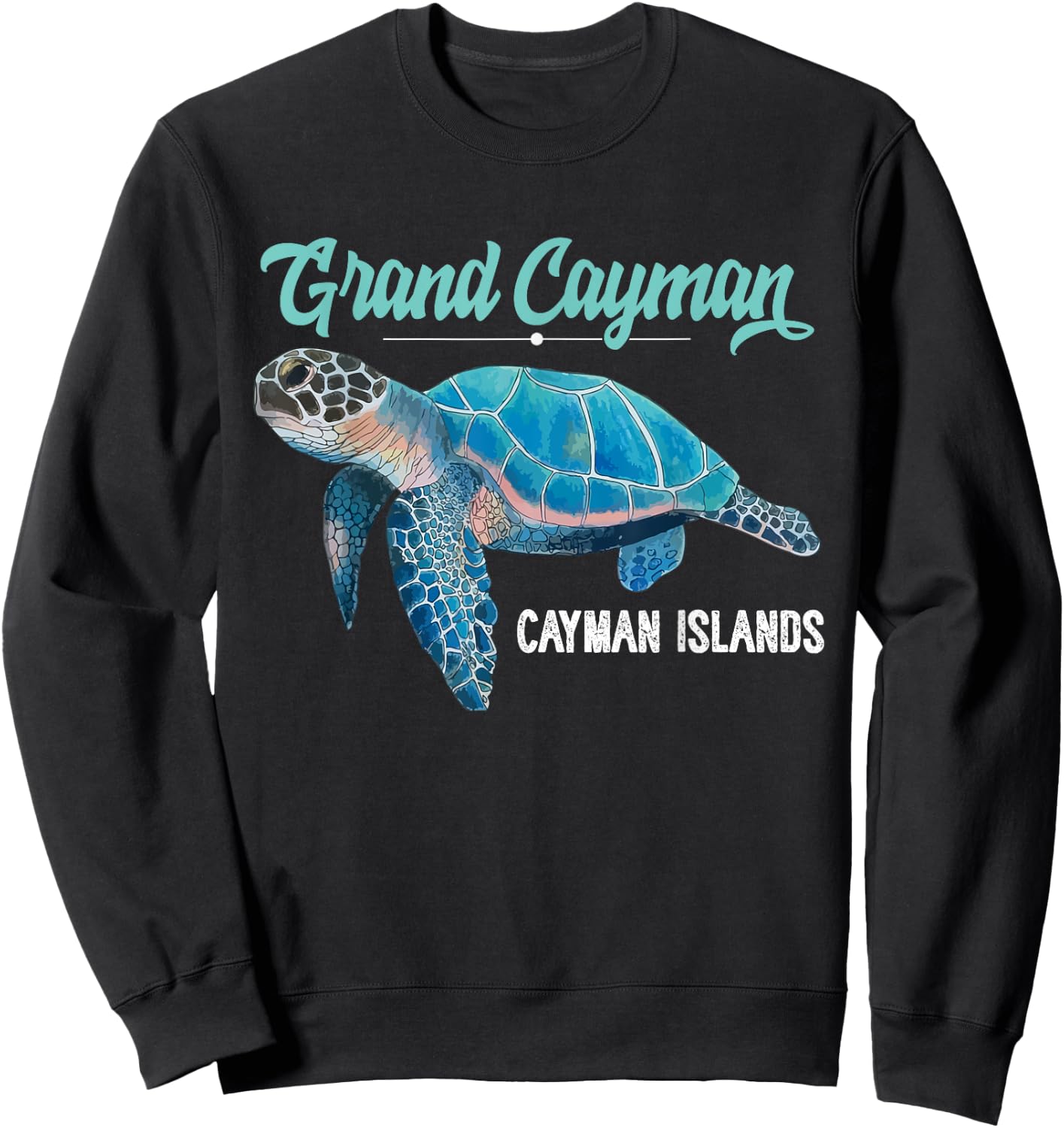 Grand Cayman Islands Turtle Tuna Stingray Blue Souvenir Gift Sweatshirt - Sweatshirt | Black