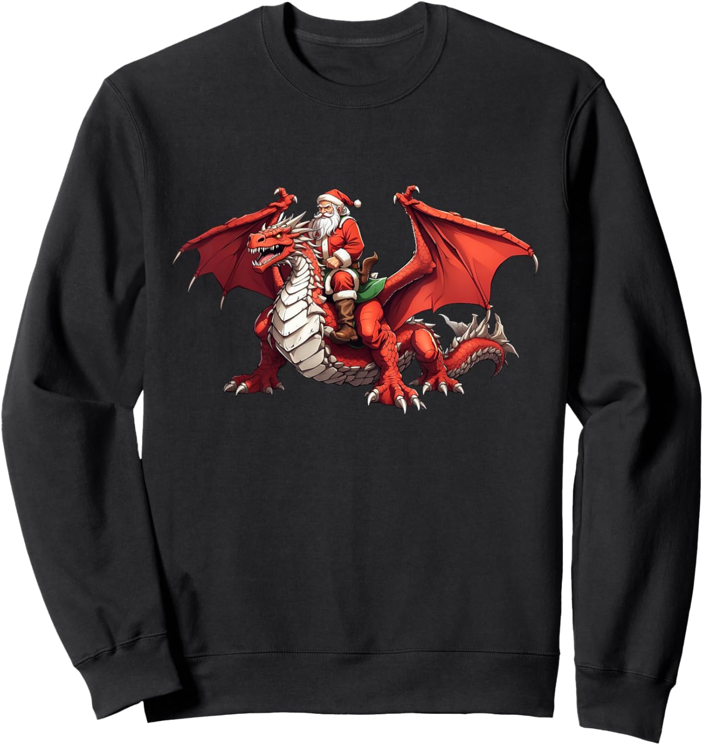 Santa Riding A Dragon For Christmas Sweatshirt - Sweatshirt | Black