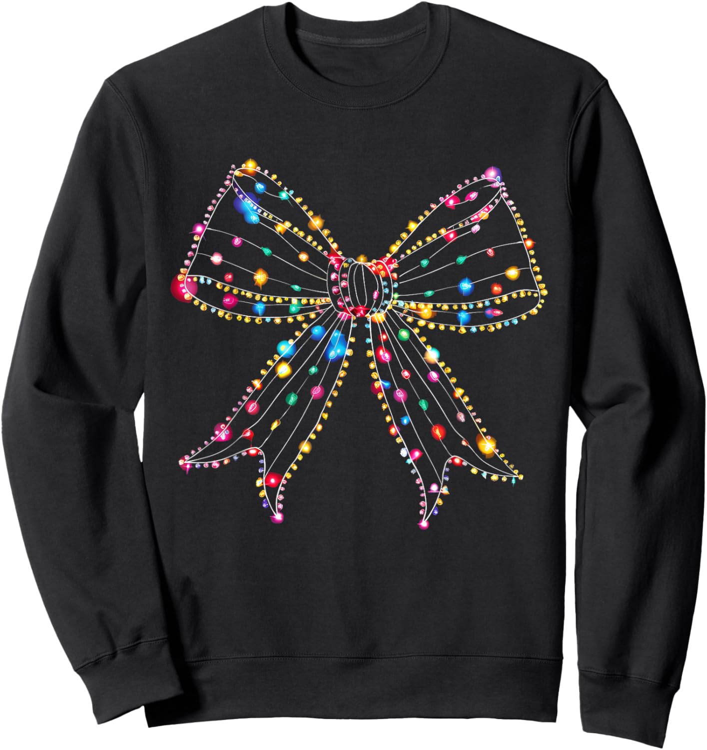 Coquette Bow Light Christmas Season Girls Sweatshirt - Sweatshirt | Black