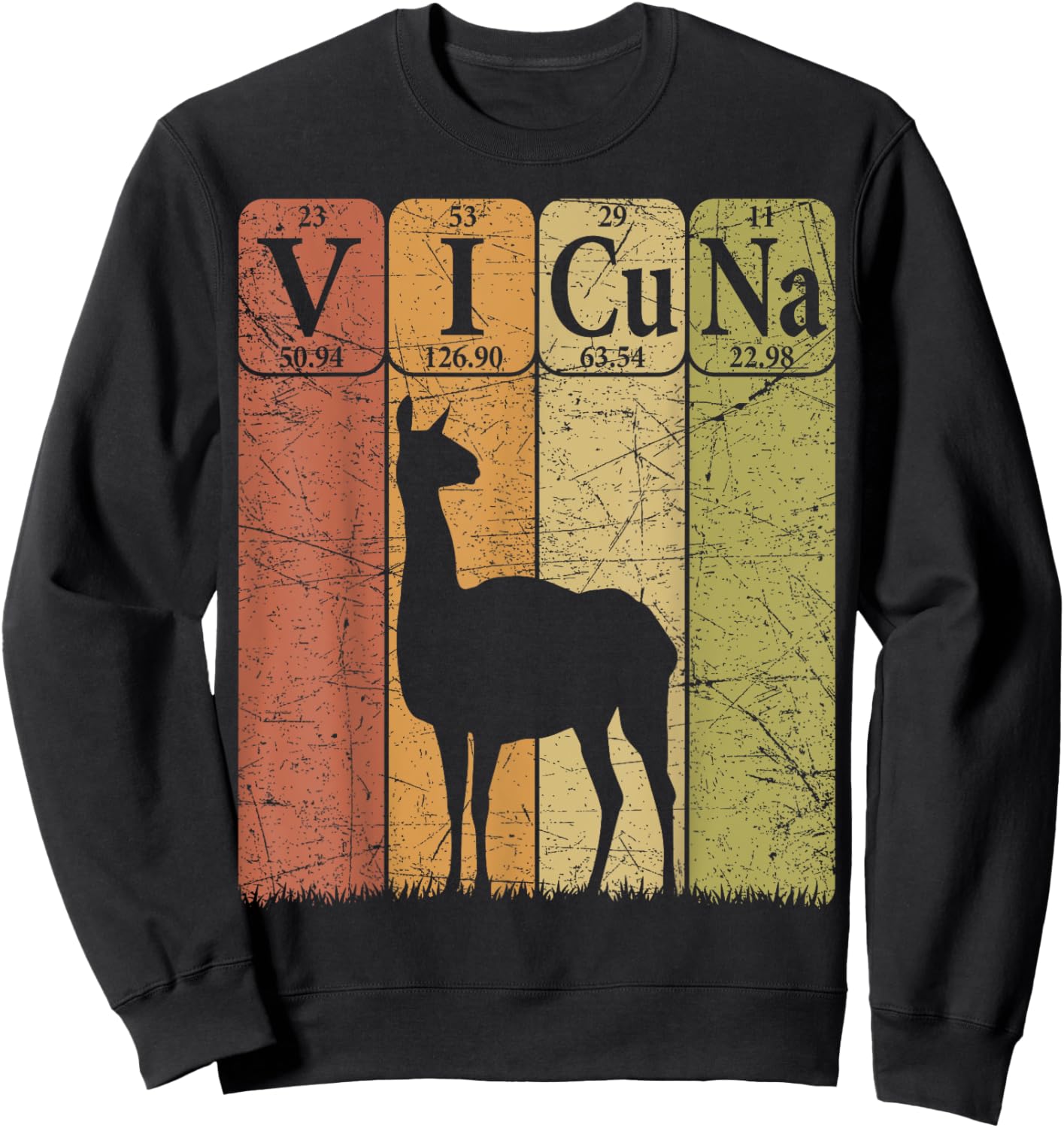 Vicuna Periodic Table Elements Vicuna Lover Camelids Retro Sweatshirt - Sweatshirt | Black