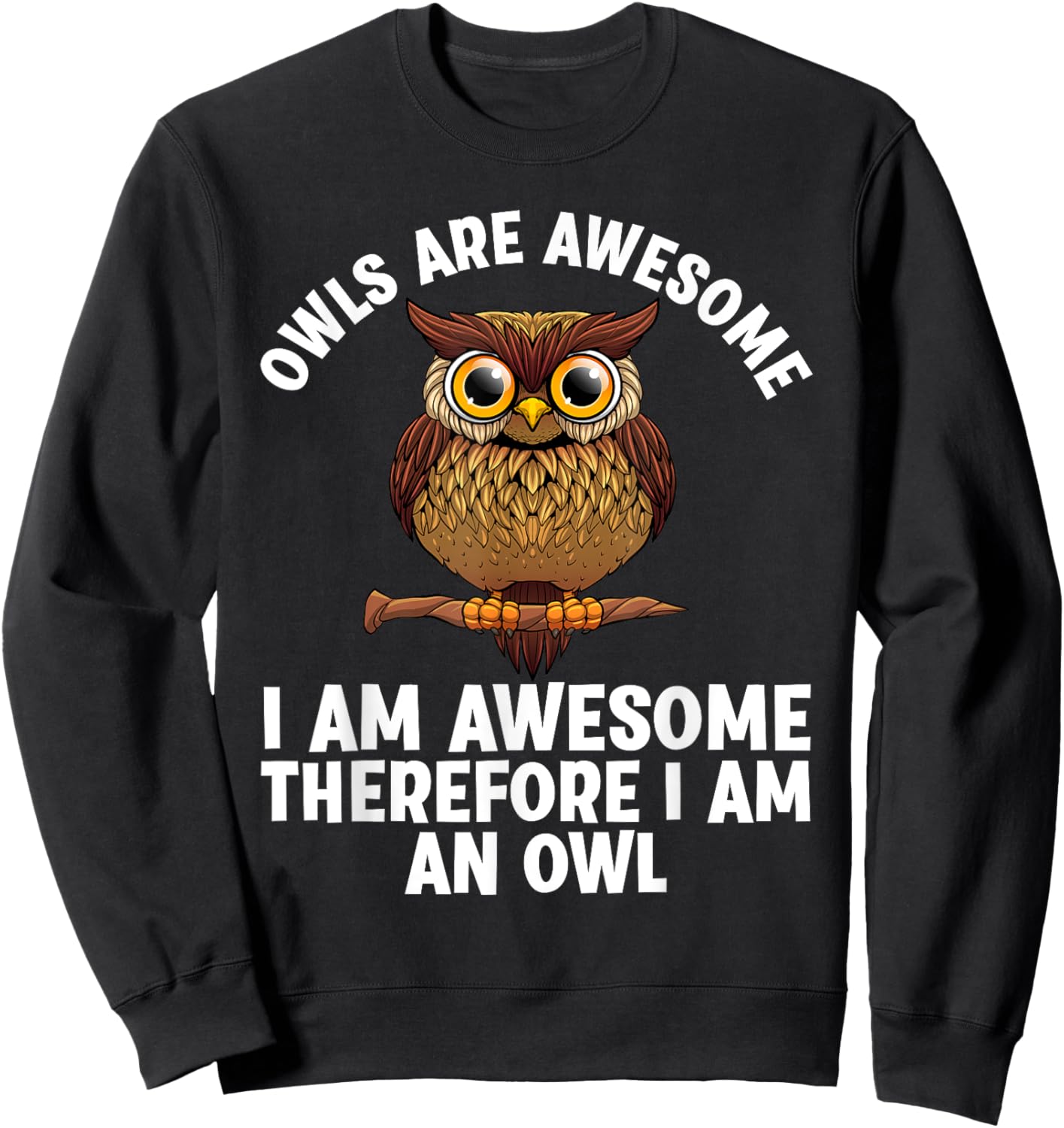 Funny Owl Design Women Night Owl Animal Owl Lover , Small, Black Sweatshirt - Sweatshirt | Black