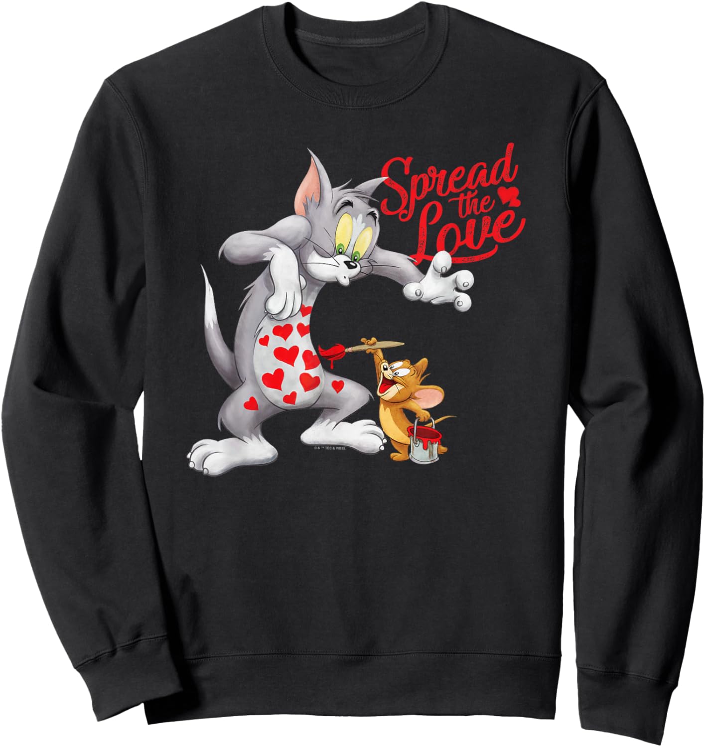 Tom and Jerry Valentine's Day Spread The Love Sweatshirt - Sweatshirt | Black